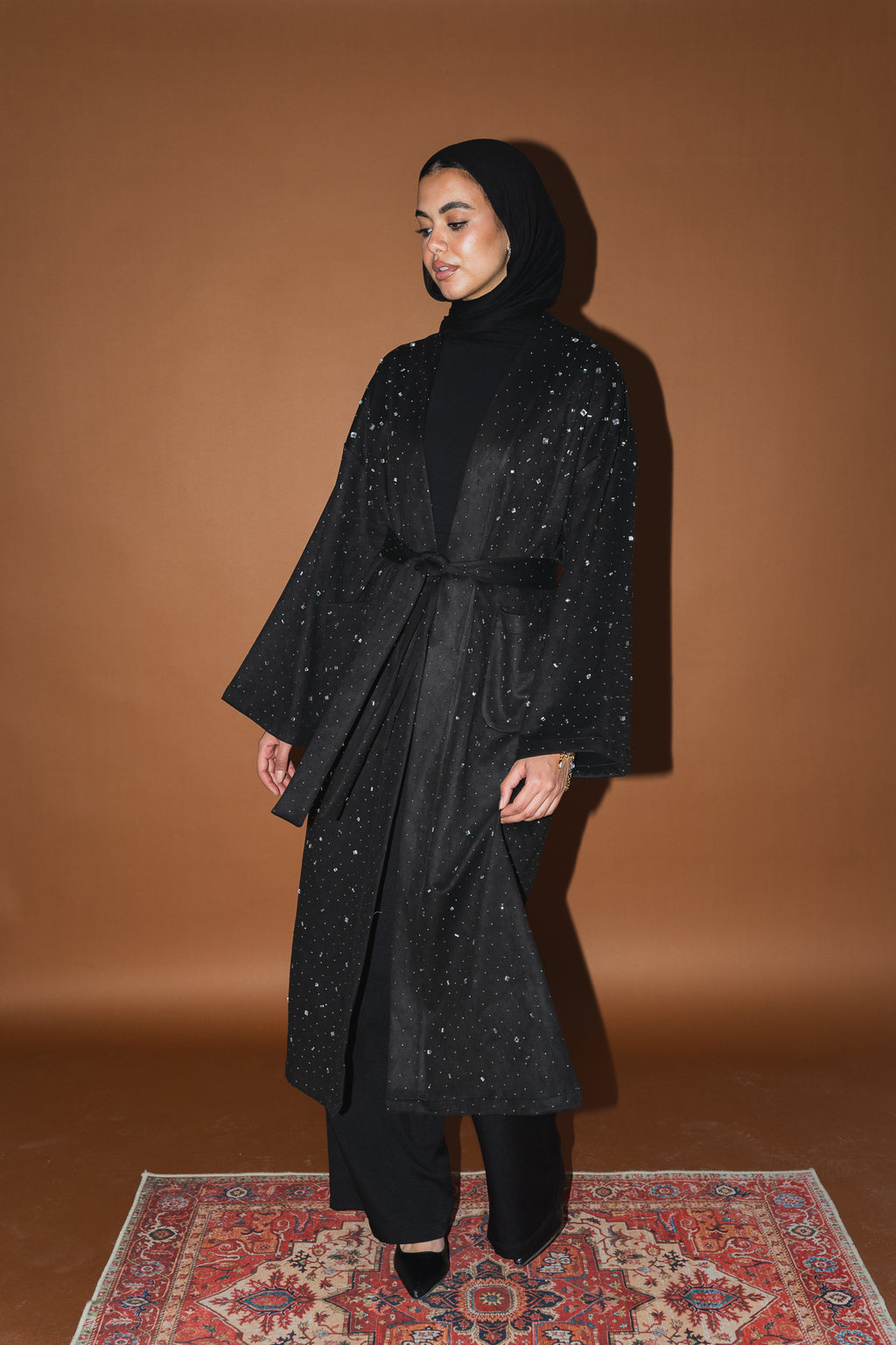 Milky way Stone Cardigan in Black