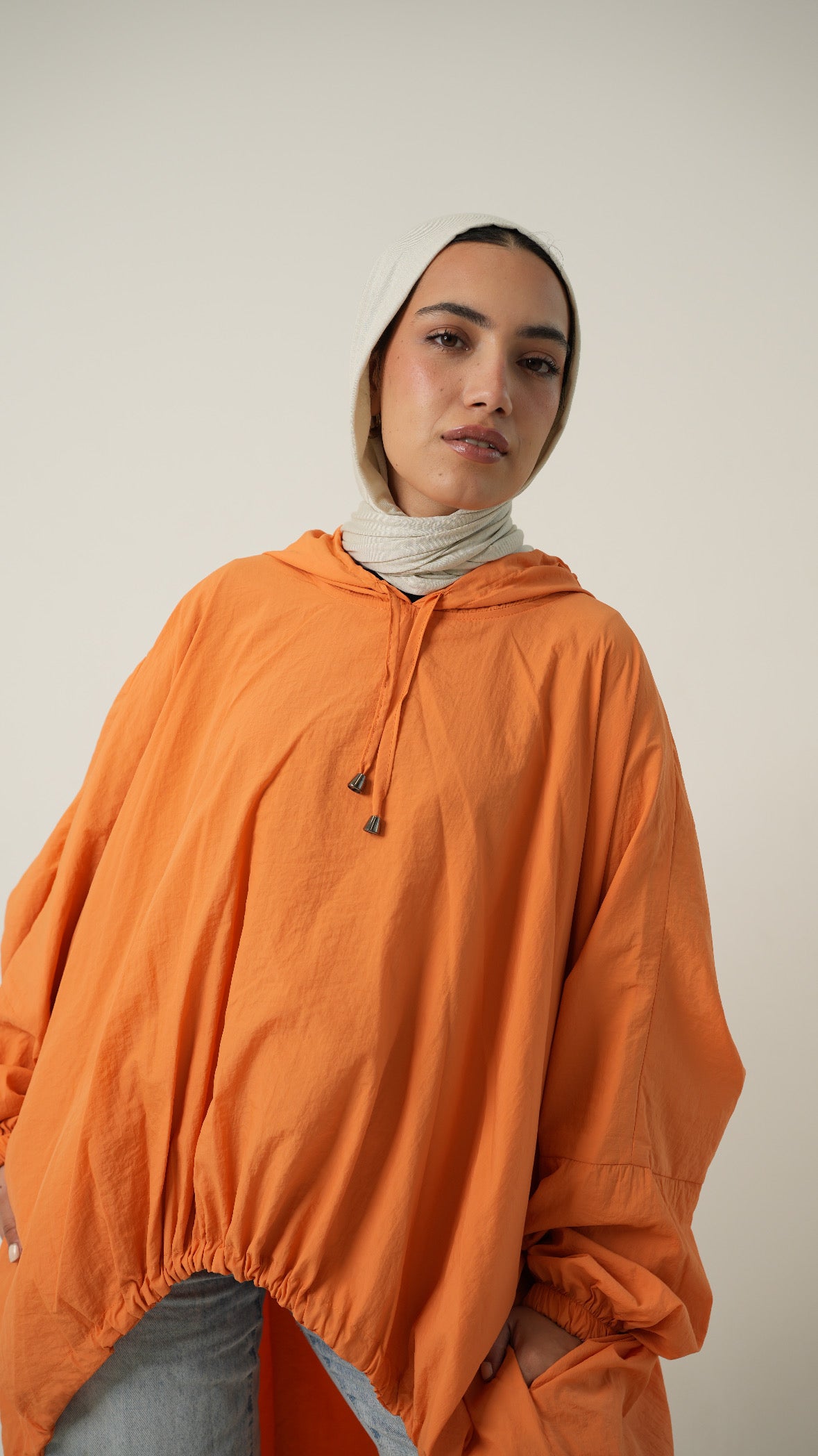 Hooded Waterproof jacket in pumpkin