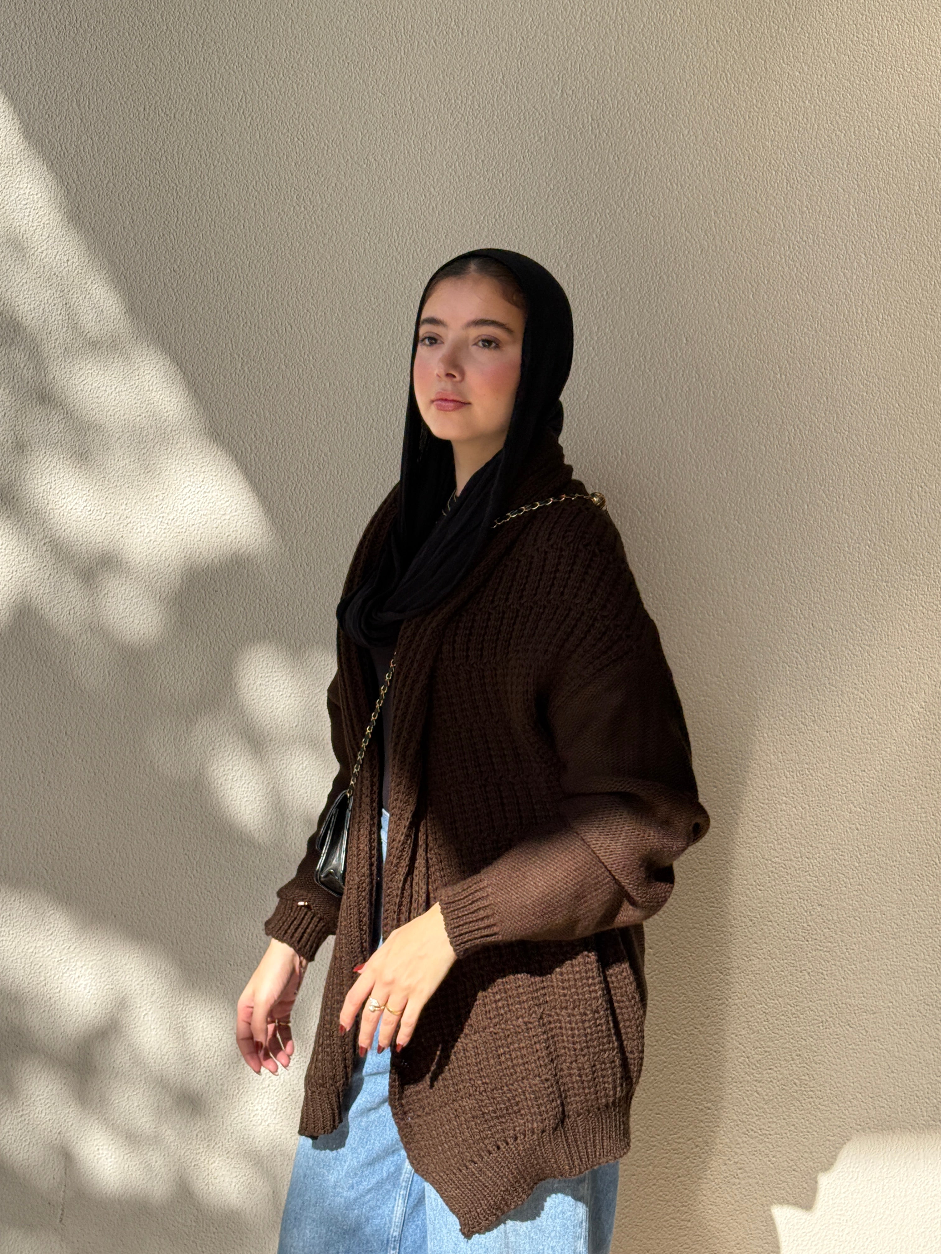 The Warm Hug Knit Cardigan in Brown