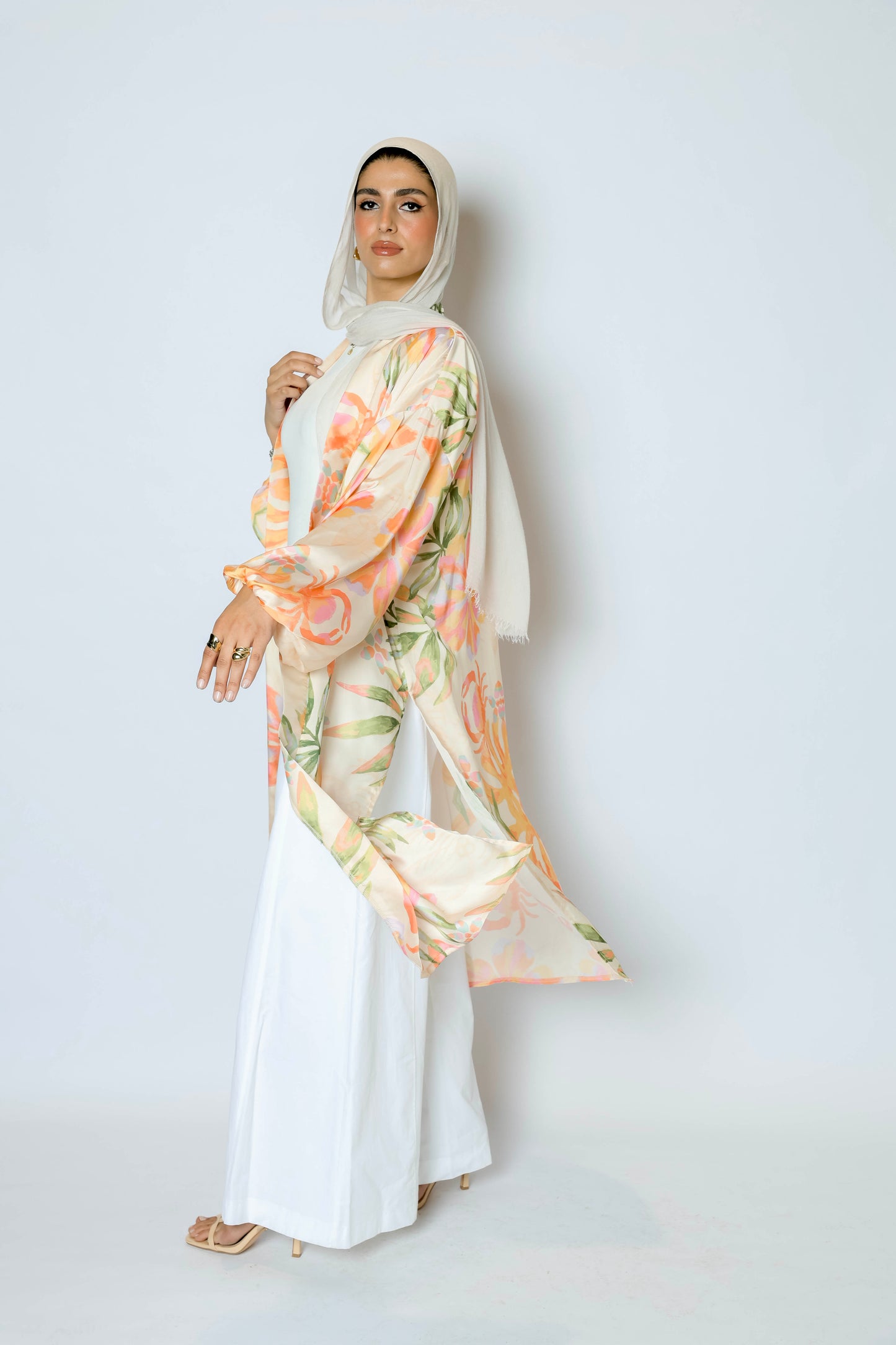 Tropical satin kimono