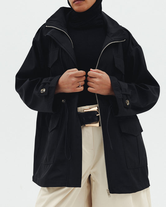 The Drawstring Jacket in Black