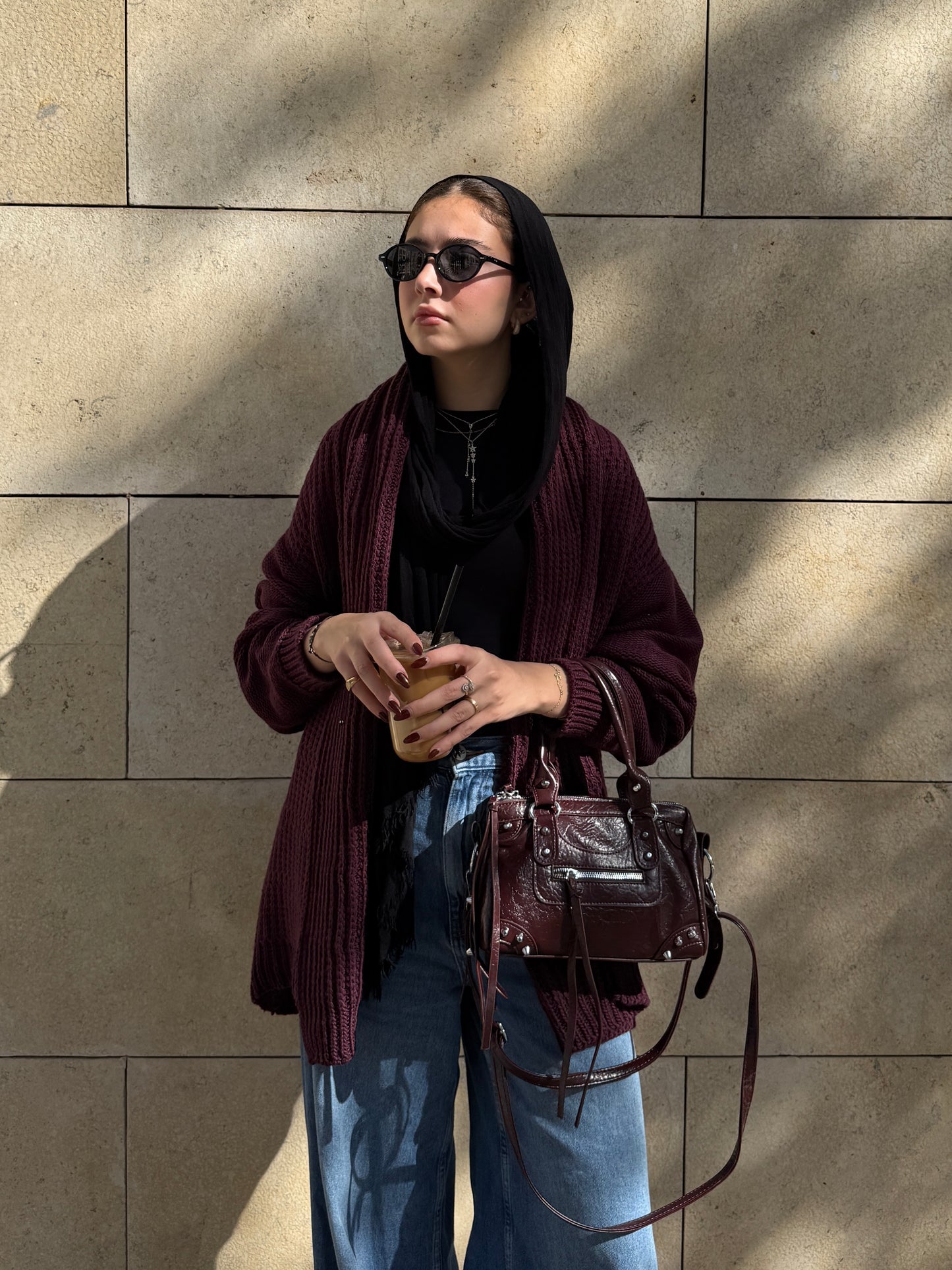 The Warm Hug Knit Cardigan in Burgundy