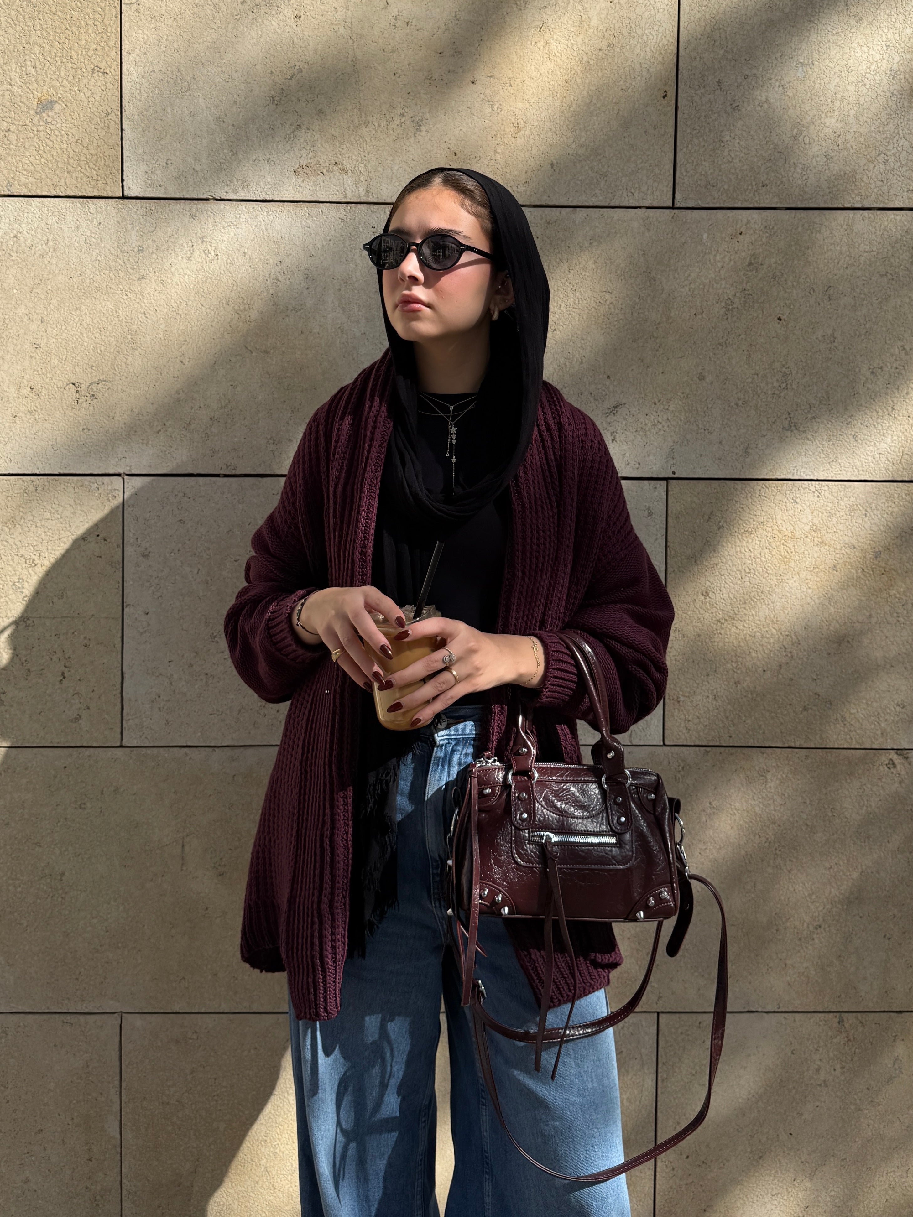 The Warm Hug Knit Cardigan in Burgundy