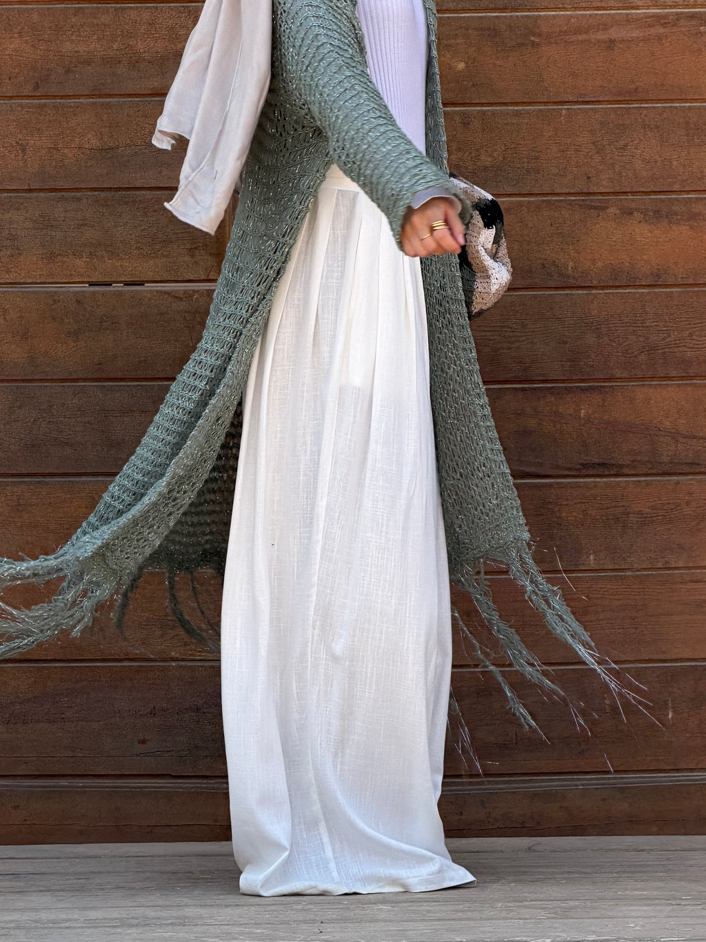Day Light Pleated Linen Pants in White