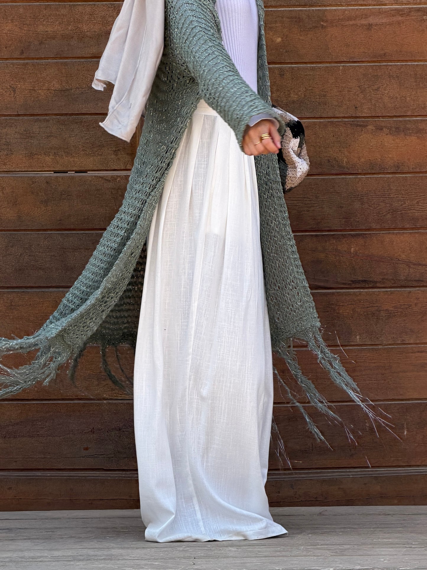 Day Light Pleated Linen Pants in White