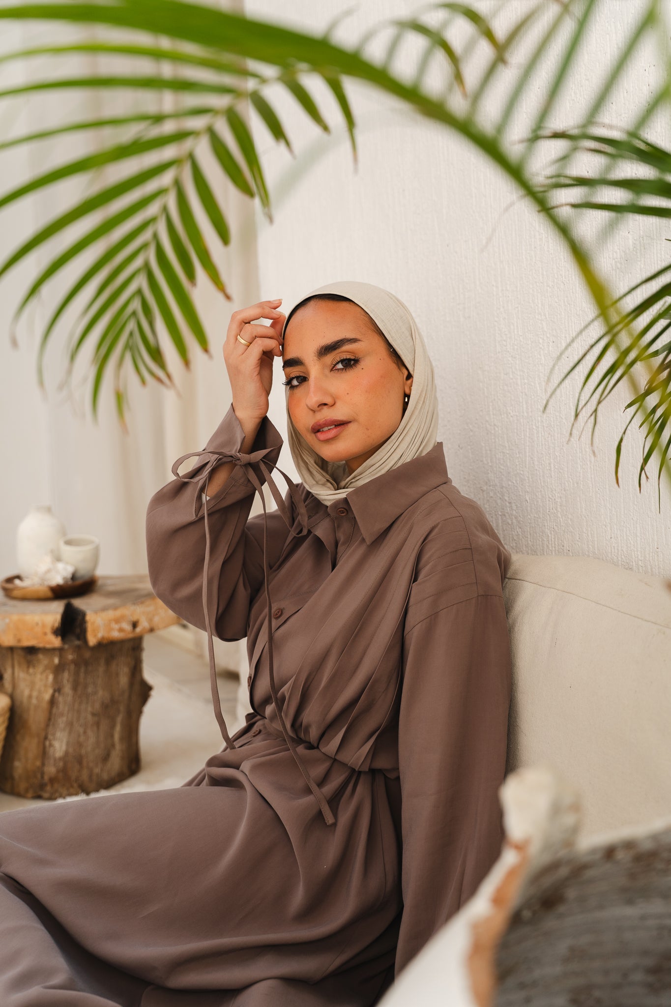 Golden Wave Shirt Dress in Cafe