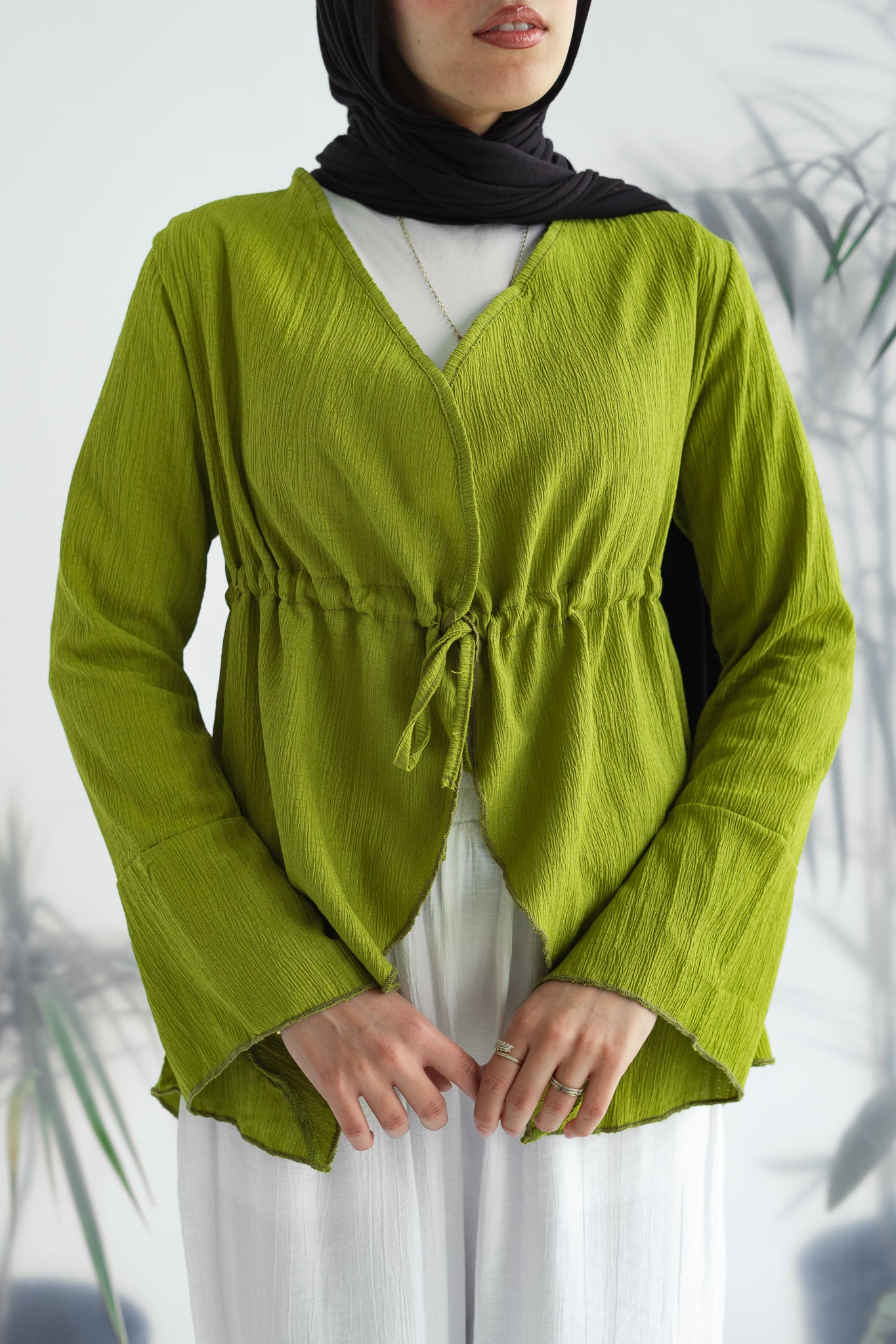 Long celine top in Dark lime