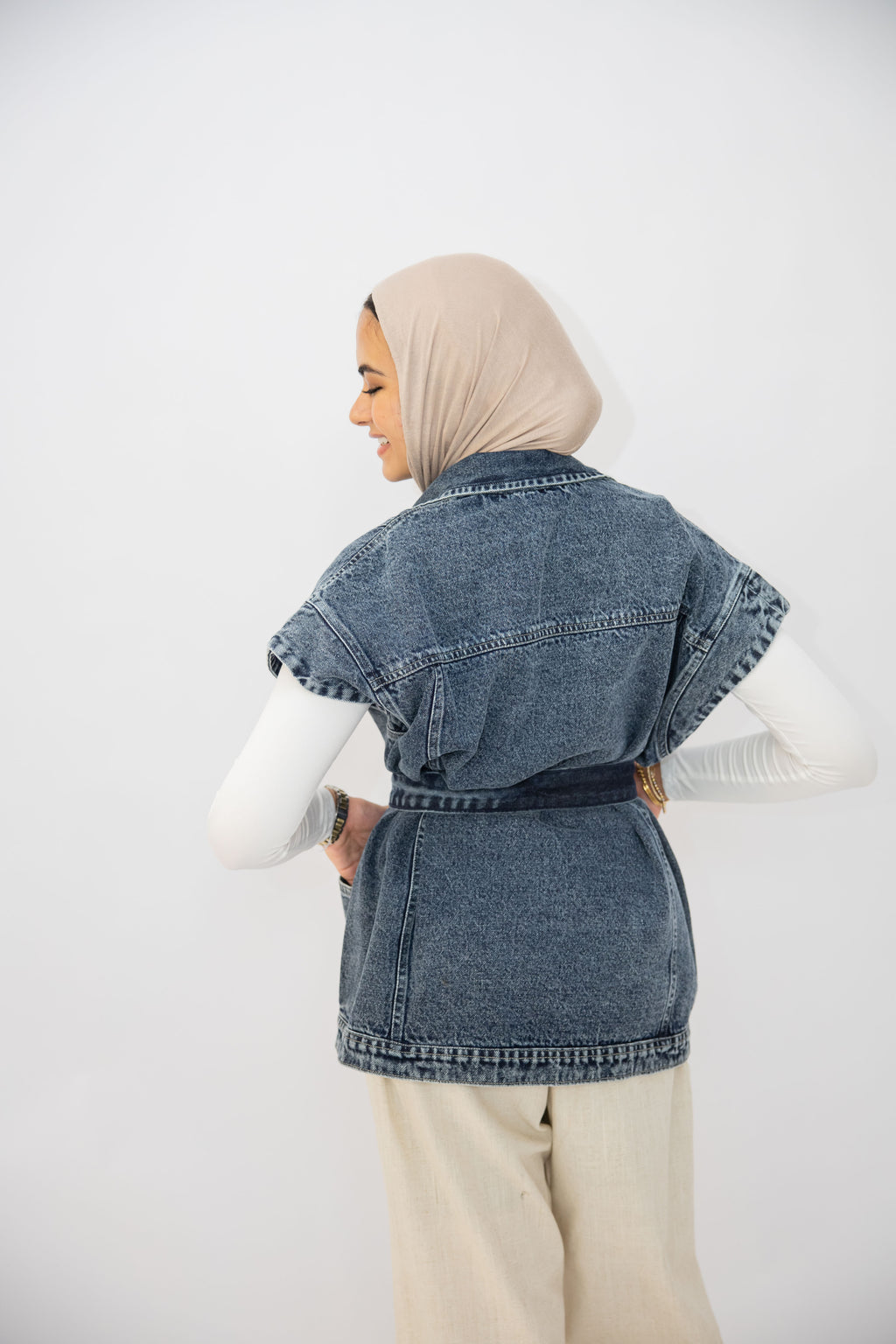 Denim Vest in Dark blue