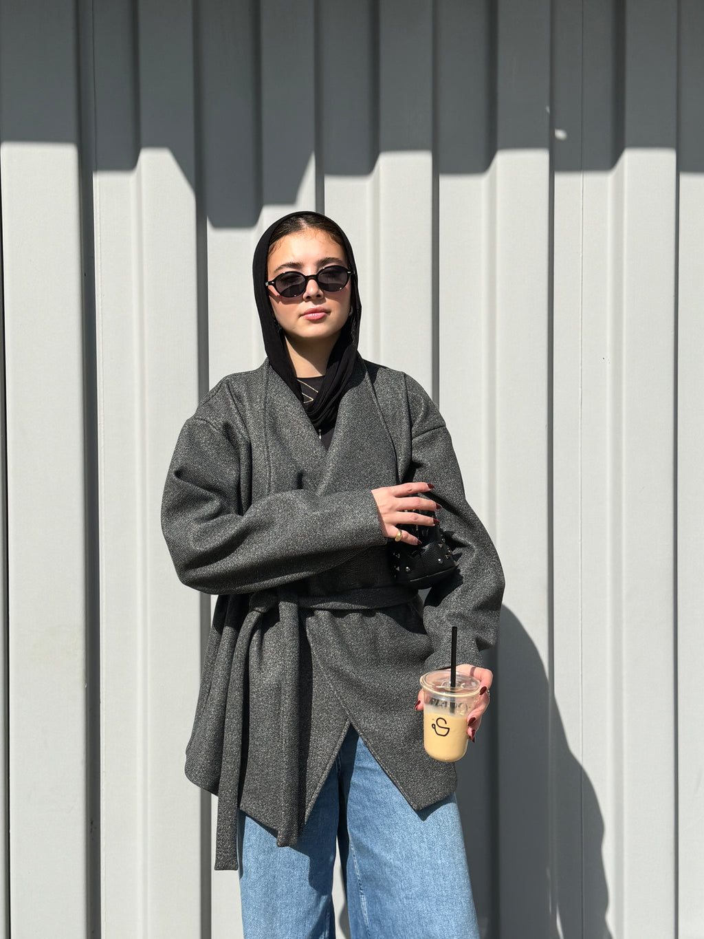 The Wrap Grace Coat in Dark grey