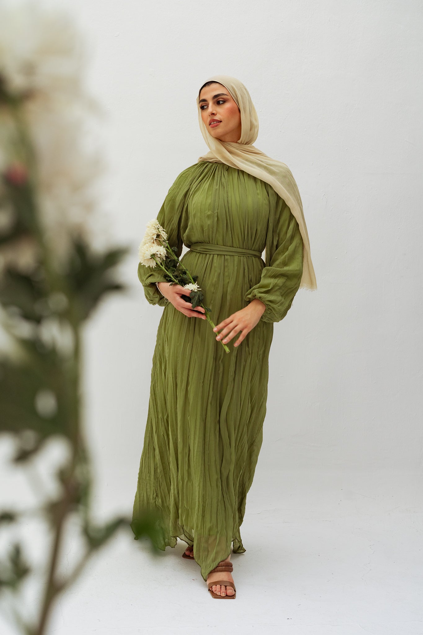 Nazly crushed dress in Mint