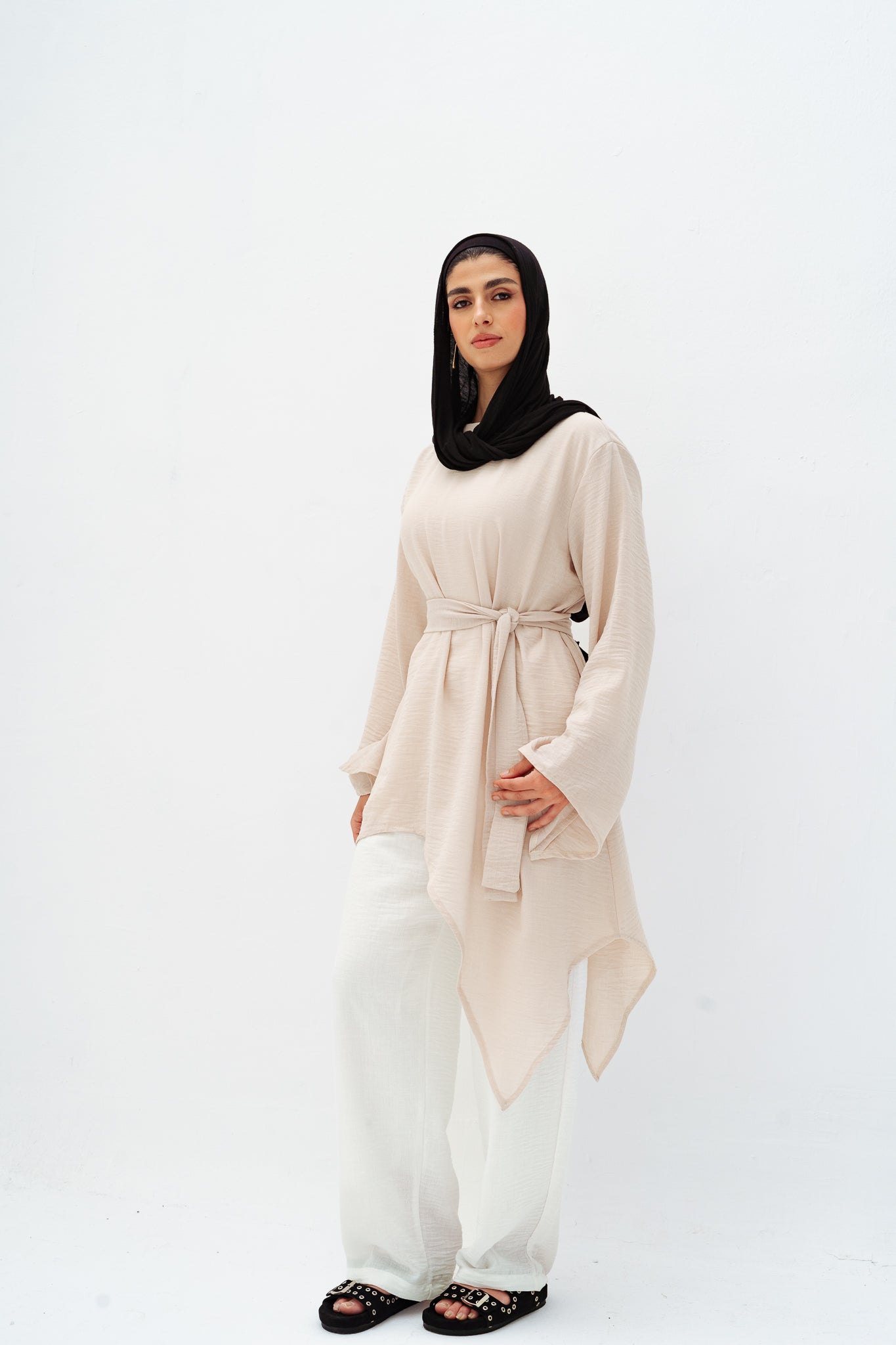 Ella asymmetric top in Beige