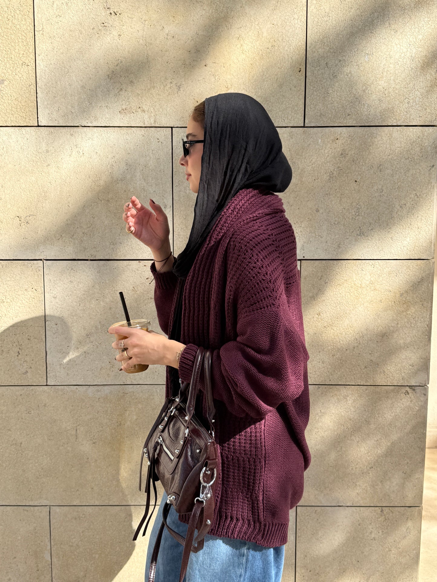 The Warm Hug Knit Cardigan in Burgundy