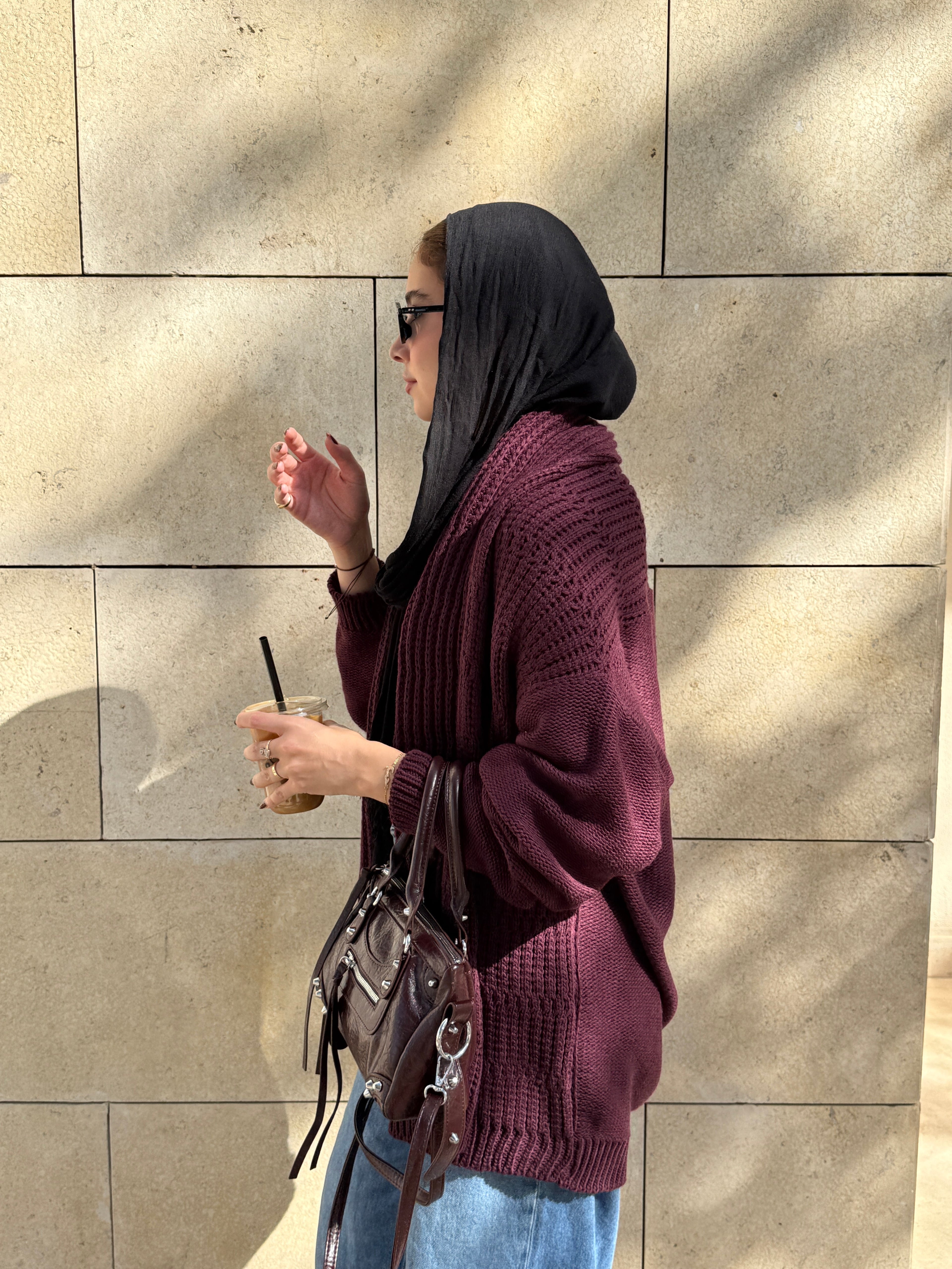 The Warm Hug Knit Cardigan in Burgundy