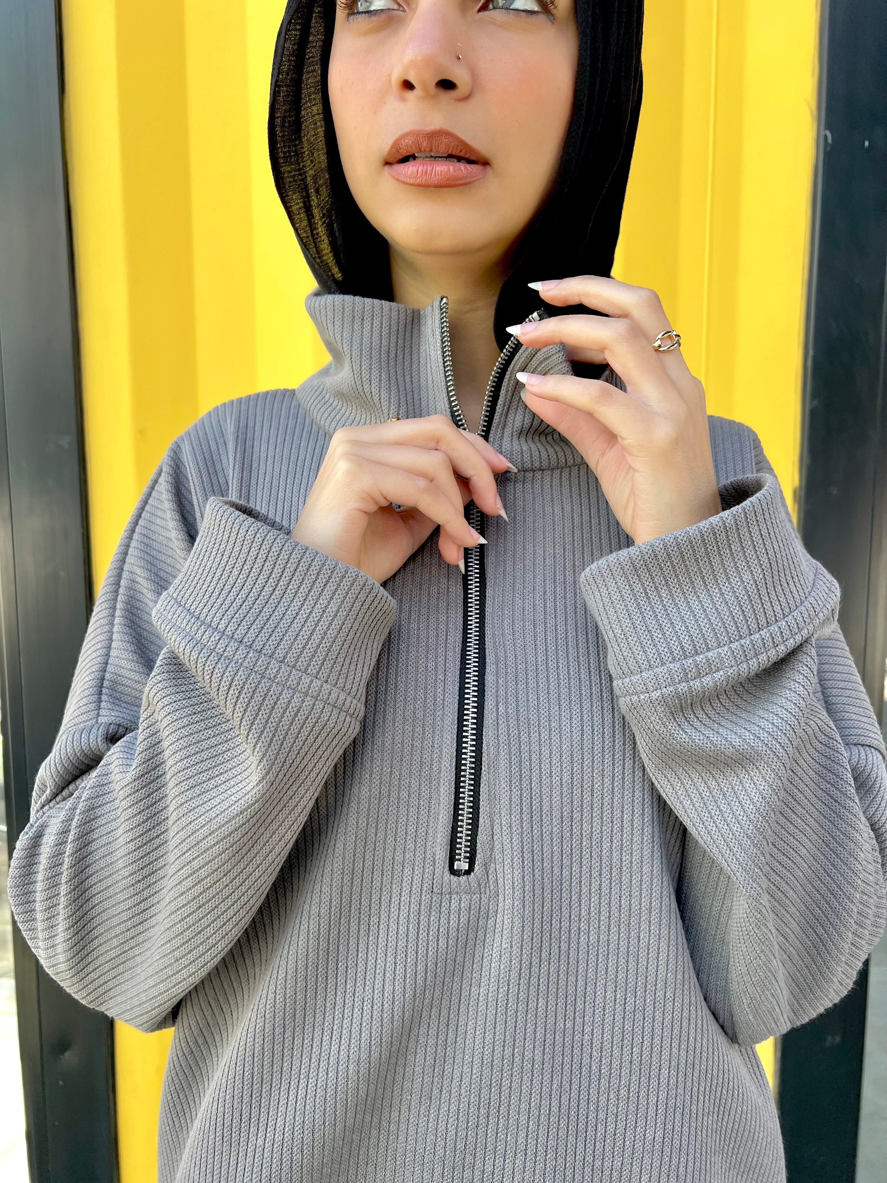 Zip-Up Sweater in Grey
