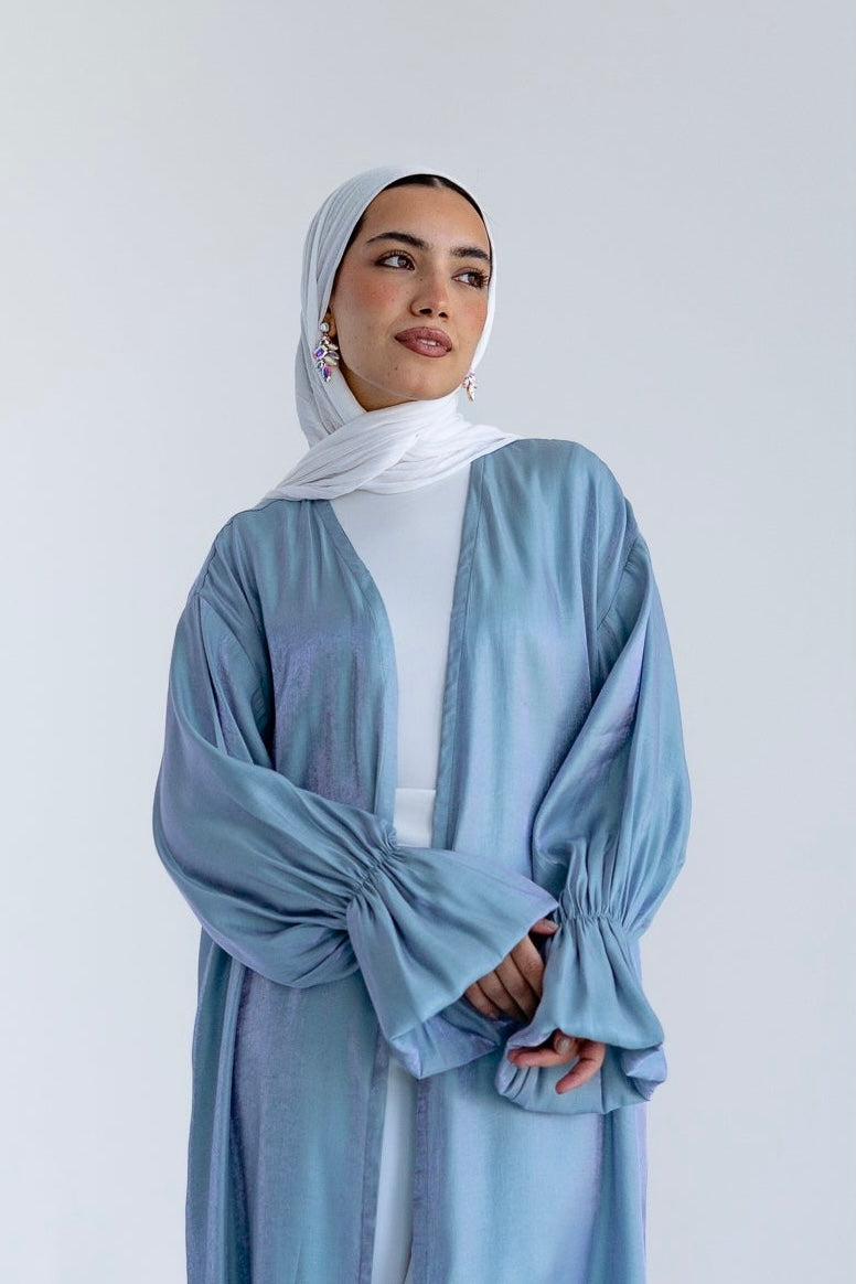 Layal shimmery kimono in Aqua Blue
