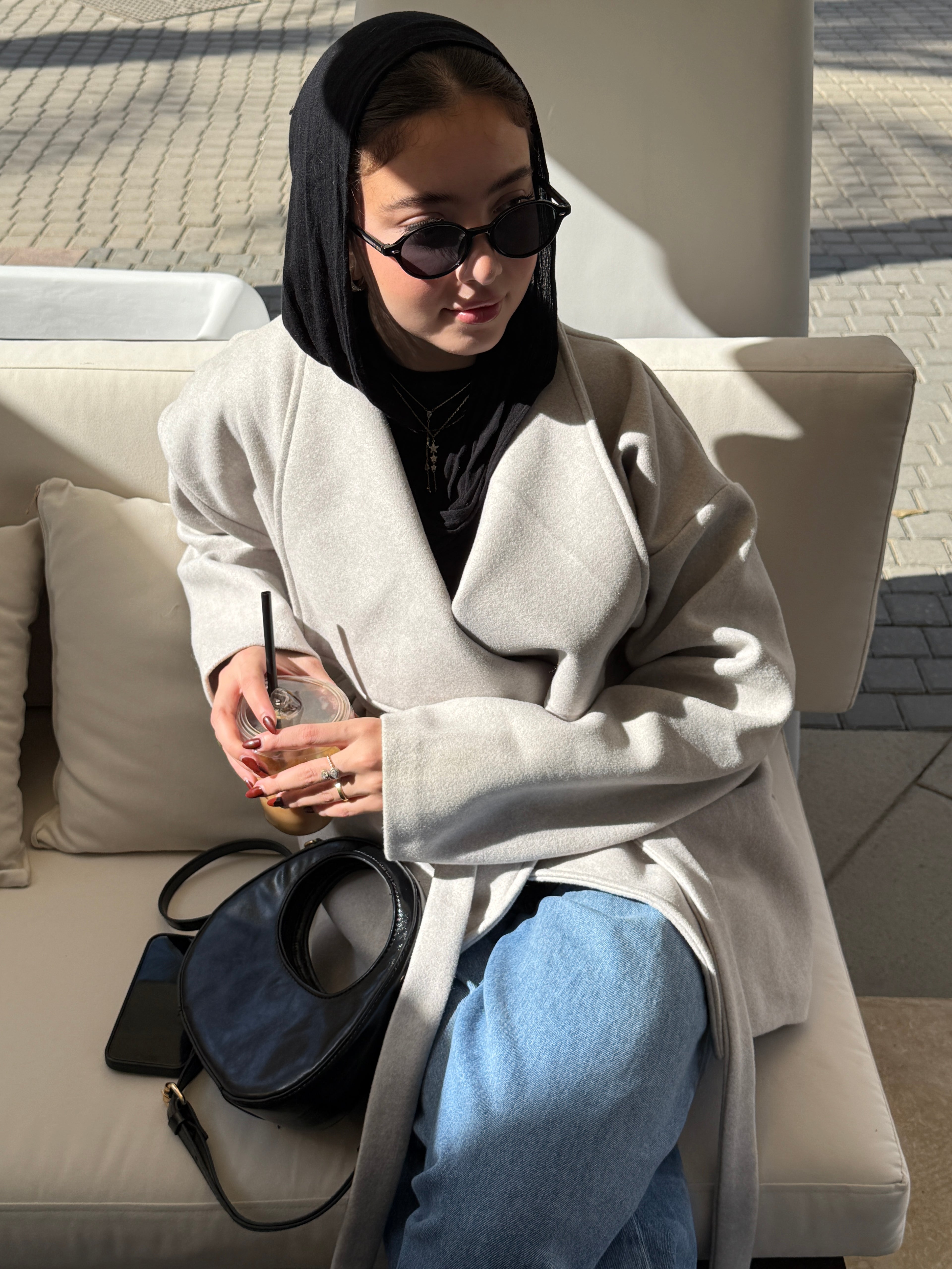 The Wrap Grace Coat in Greige