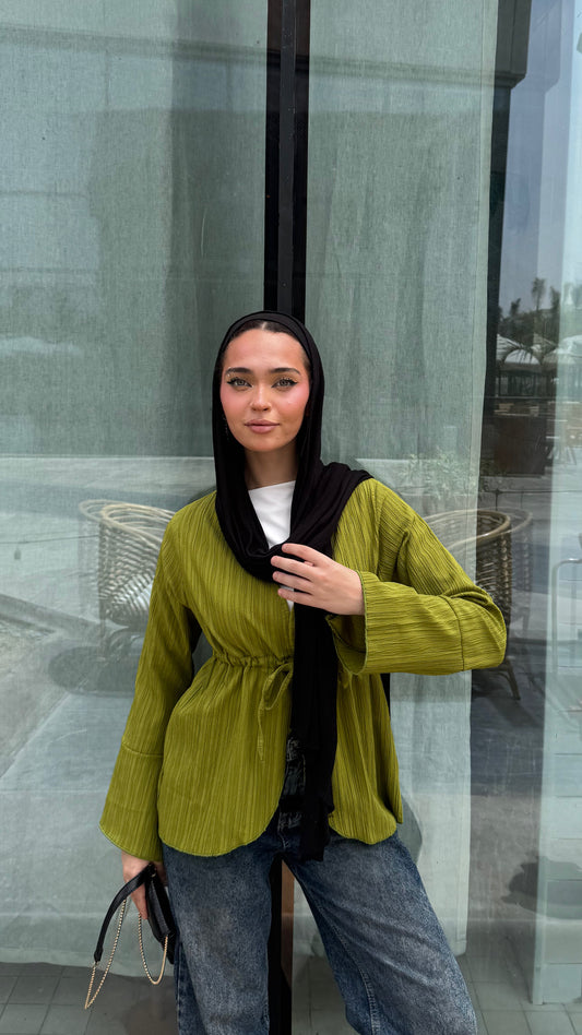 Long celine top in Dark lime