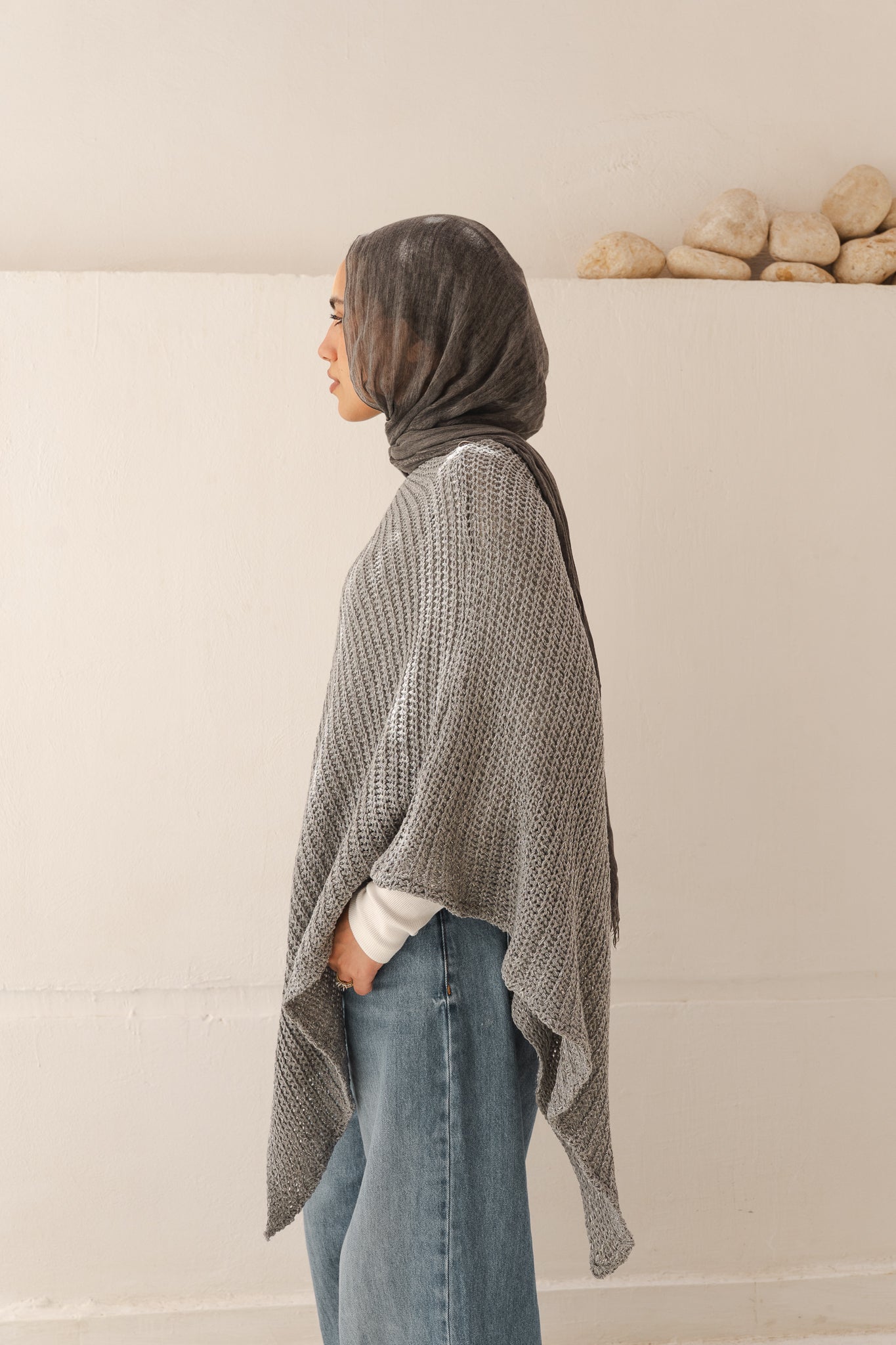Lumira Cape Top in Shimmer Grey