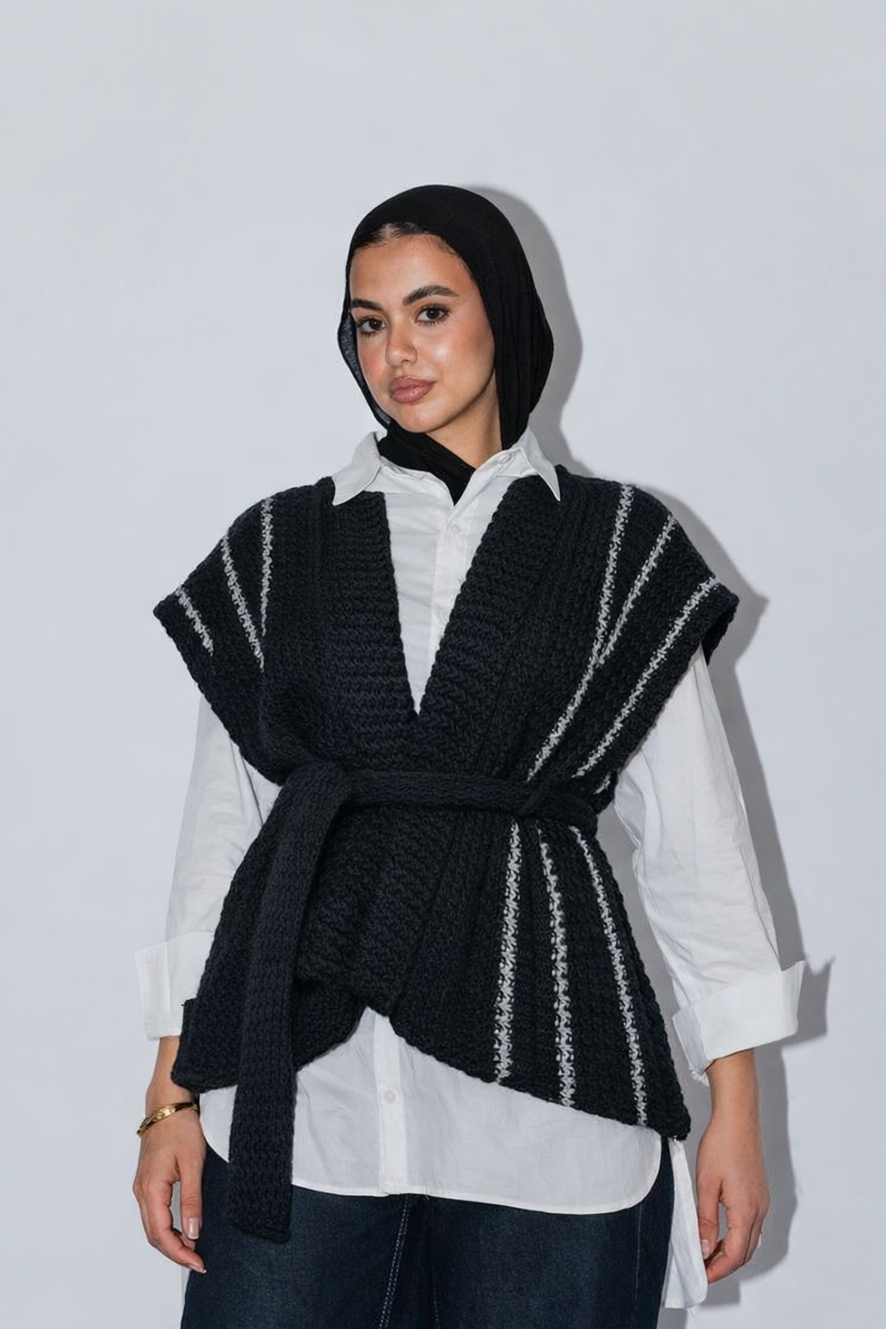 Silver Threads Knit Vest in Black