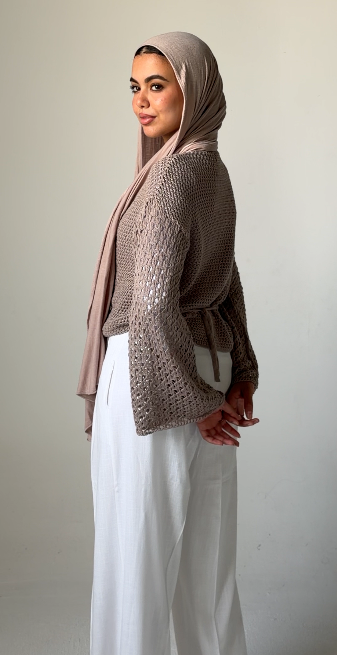 Seashell Wrap Top in Cafe