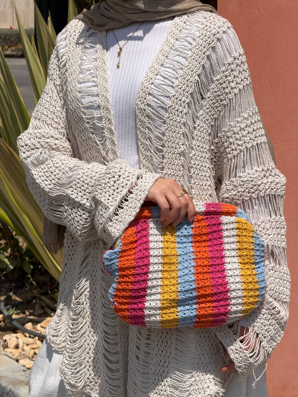 Coastal Crochet Cardigan in Off White