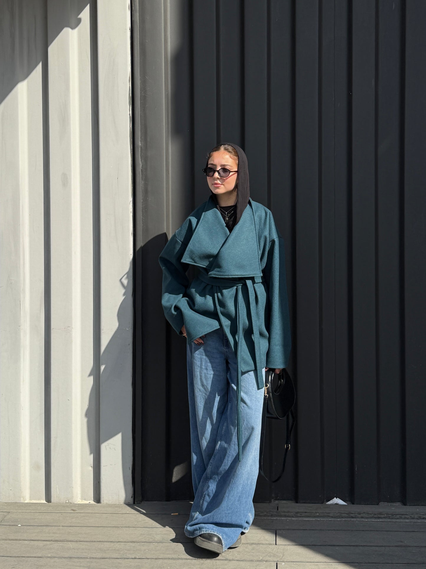 The Wrap Grace Coat in Teal