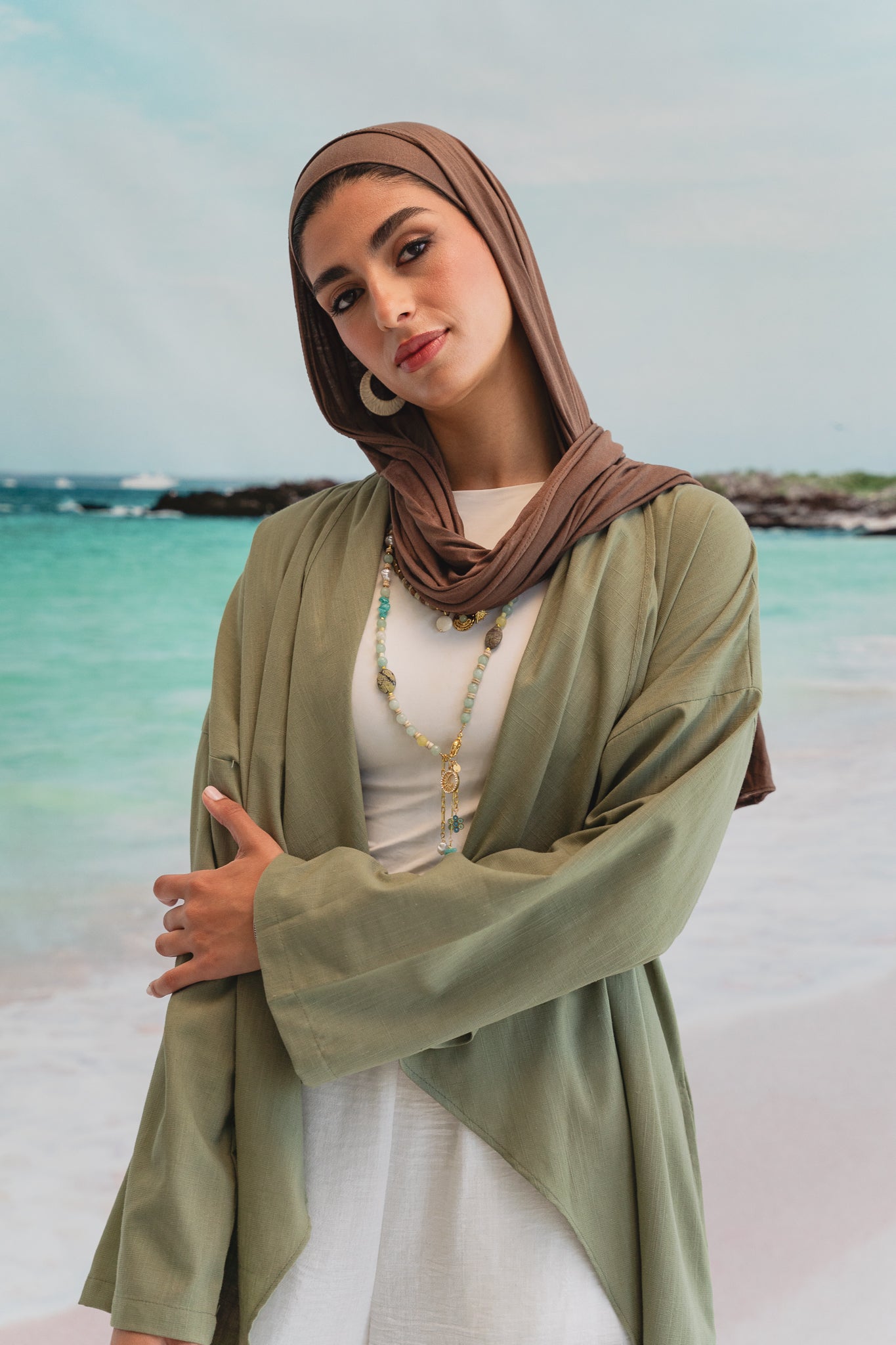 Asymmetrical Linen Petal kimono in Sage