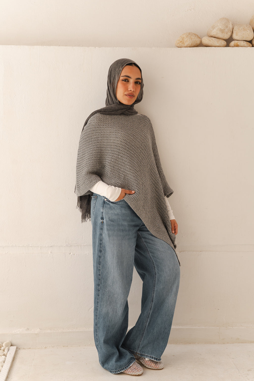 Lumira Cape Top in Shimmer Grey