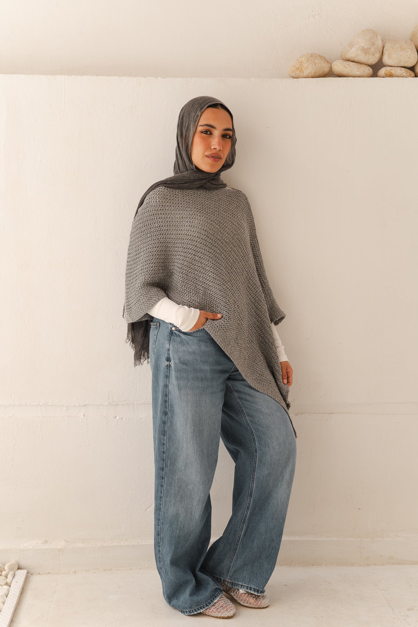 Lumira Cape Top in Shimmer Grey