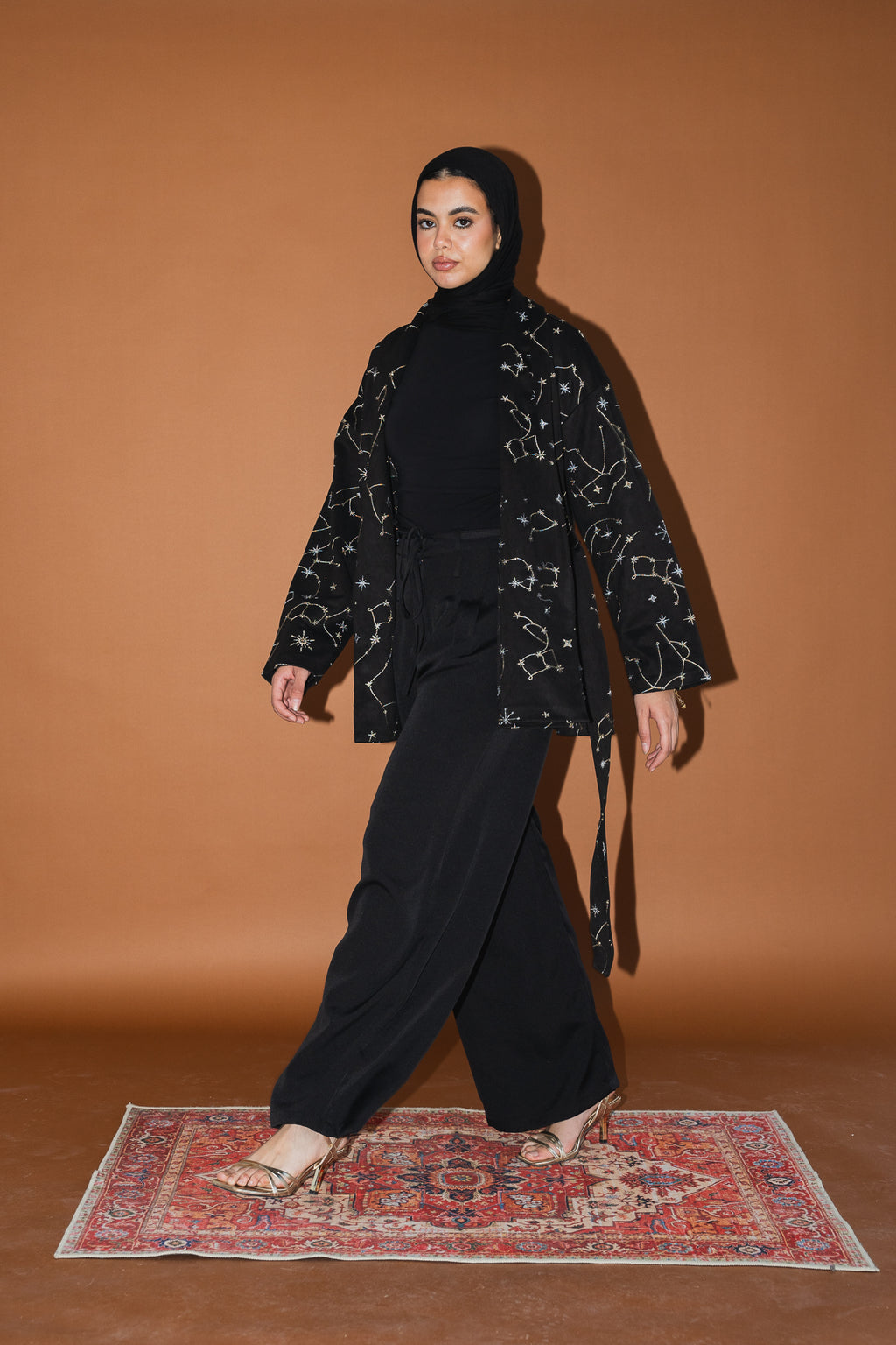 Celestial Embroidery Jacket in Black