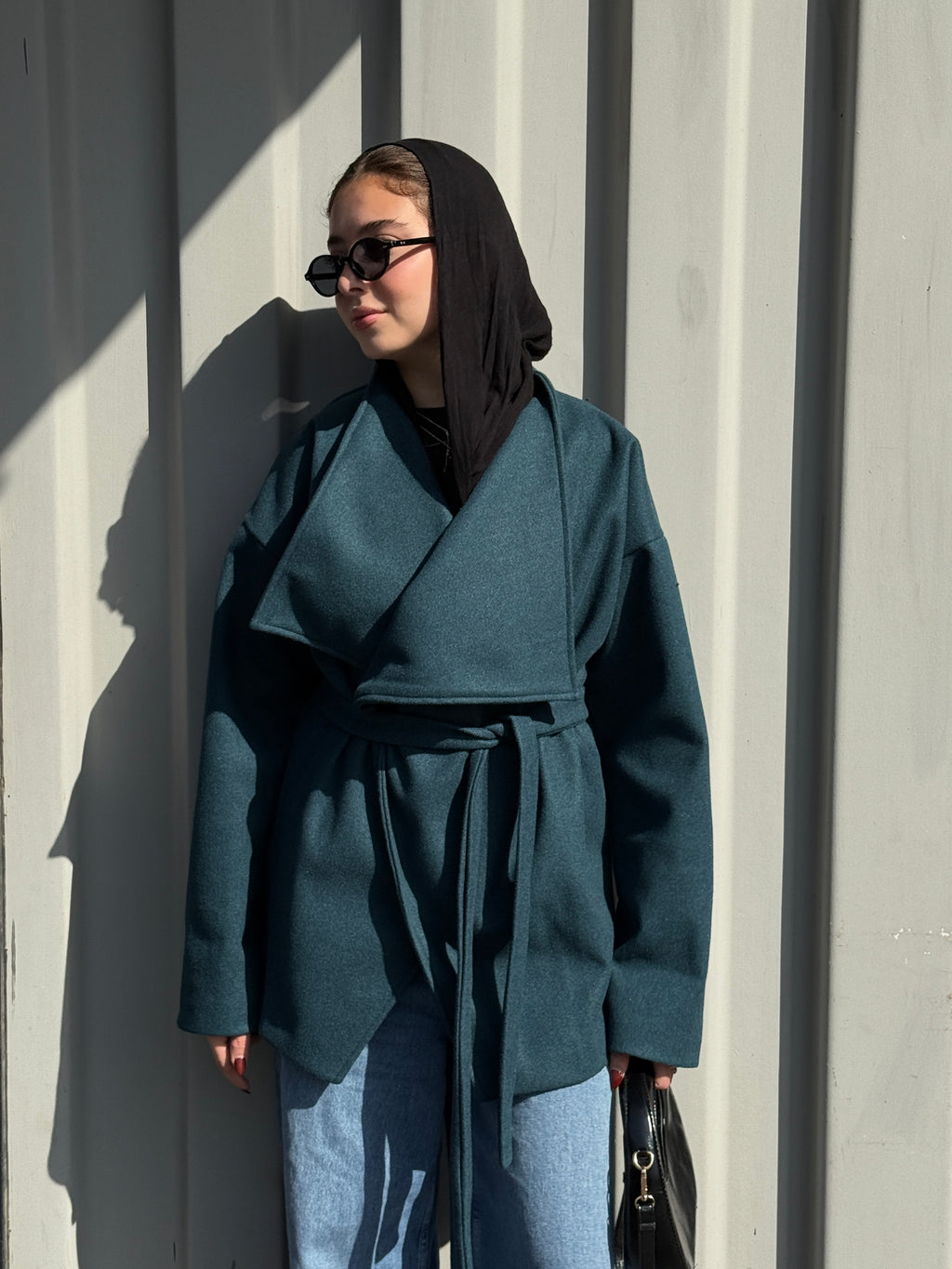 The Wrap Grace Coat in Teal