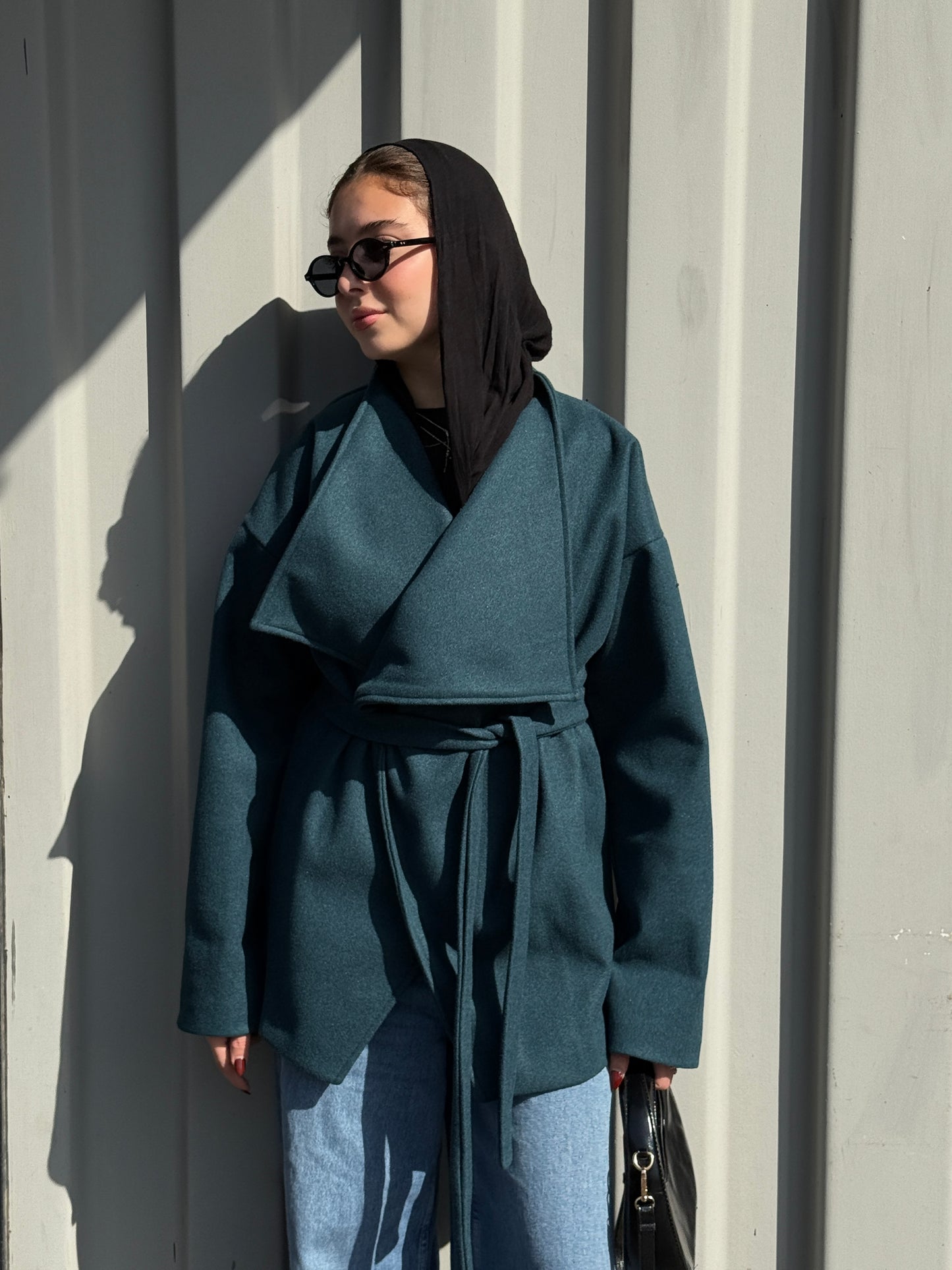The Wrap Grace Coat in Teal