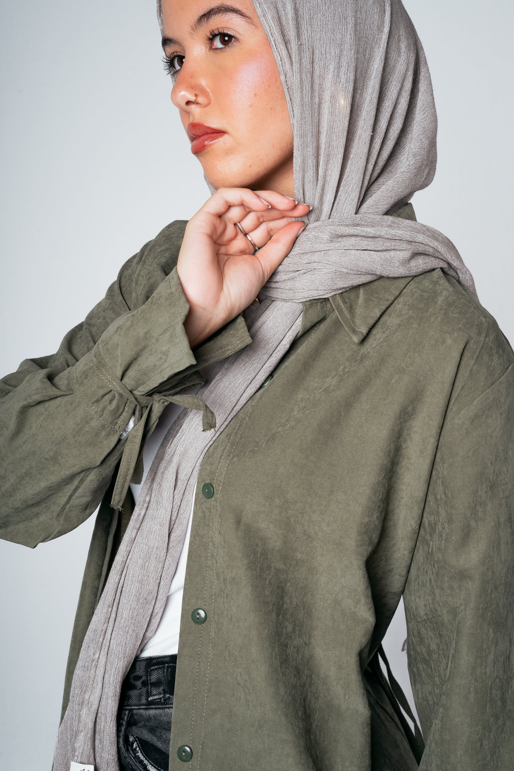 Behind Tie Shirt in Olive