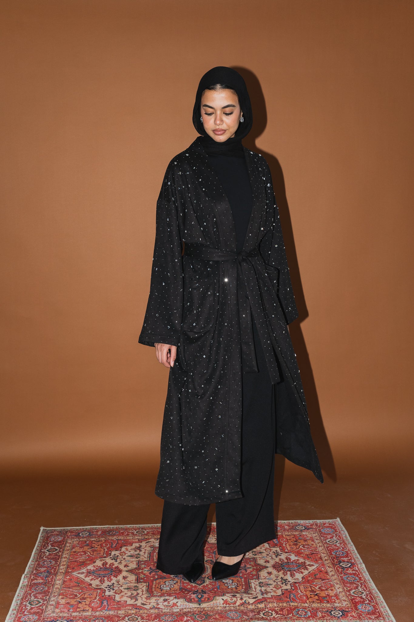 Milky way Stone Cardigan in Black