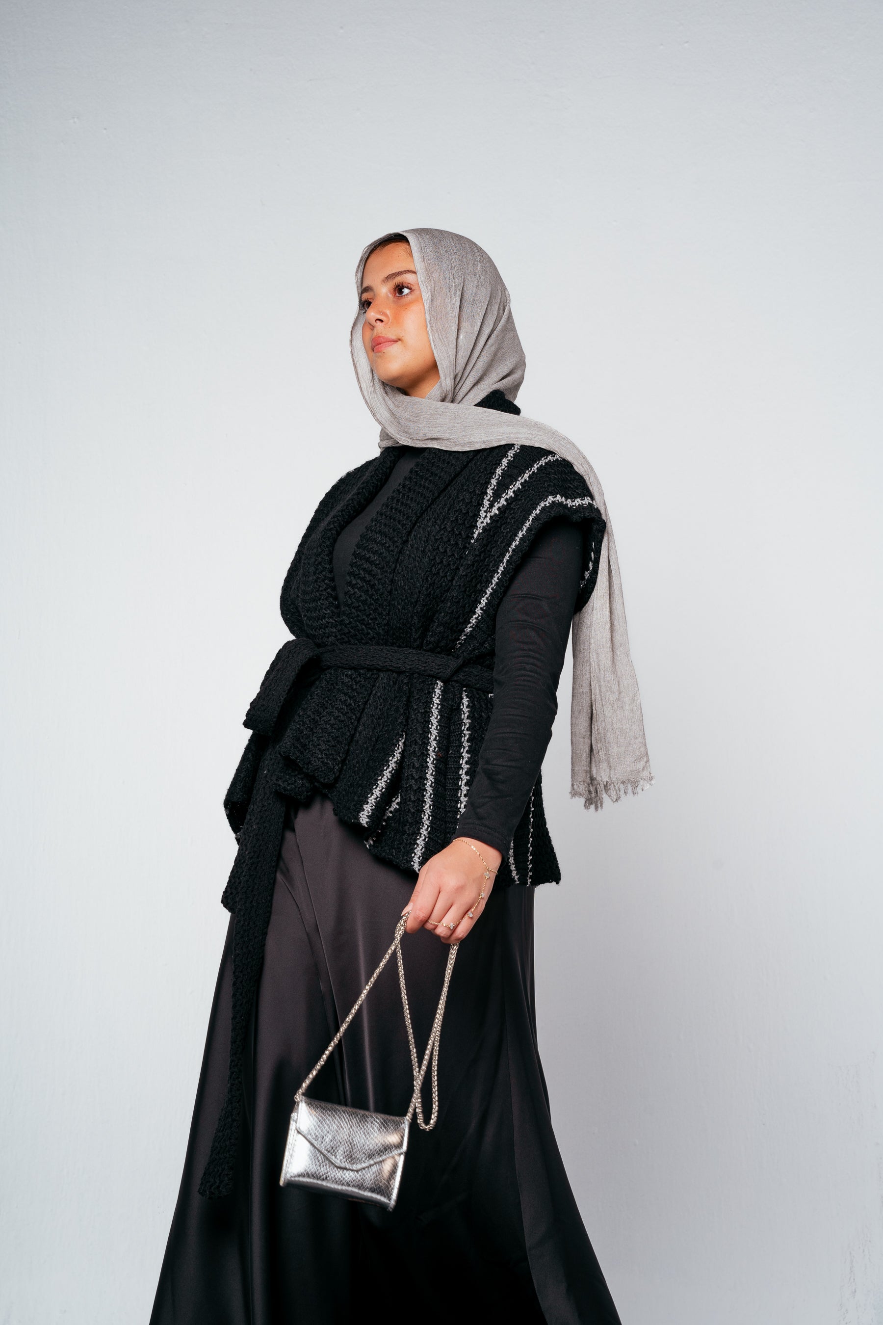 Silver Threads Knit Vest in Black