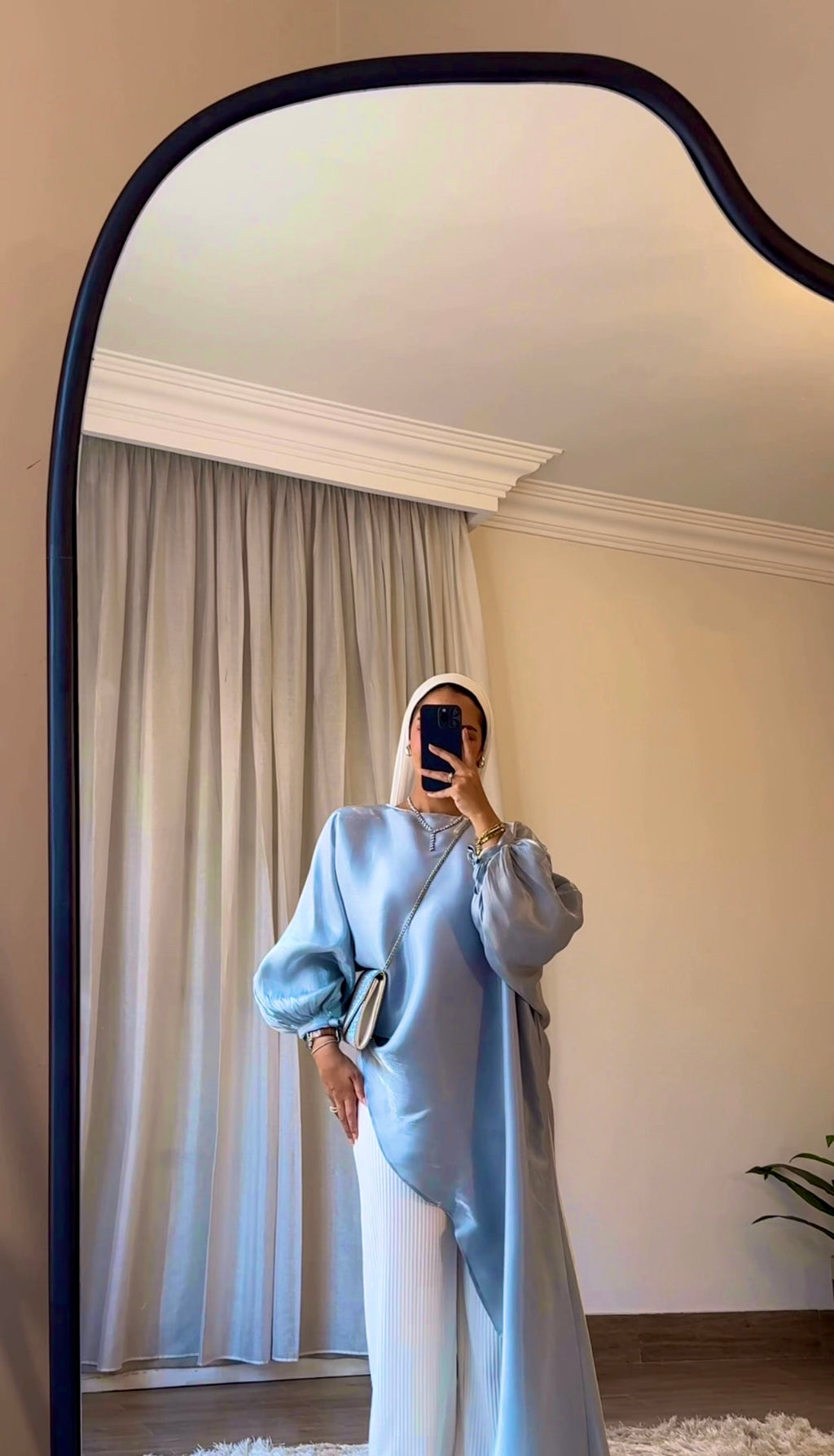 Asymmetrical Shimmer Top in Blue