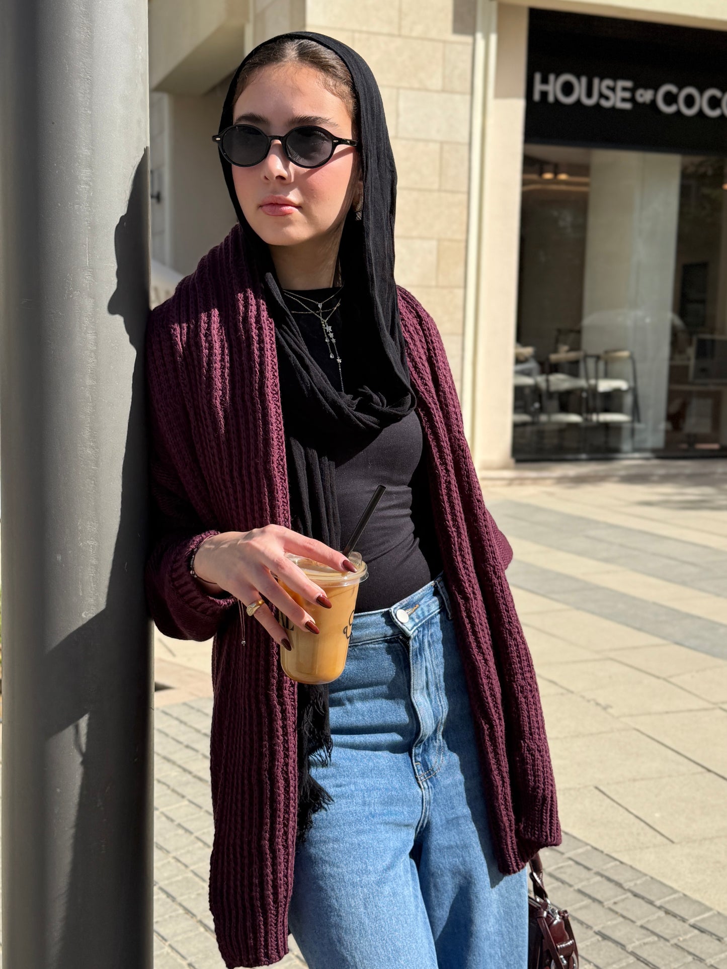 The Warm Hug Knit Cardigan in Burgundy