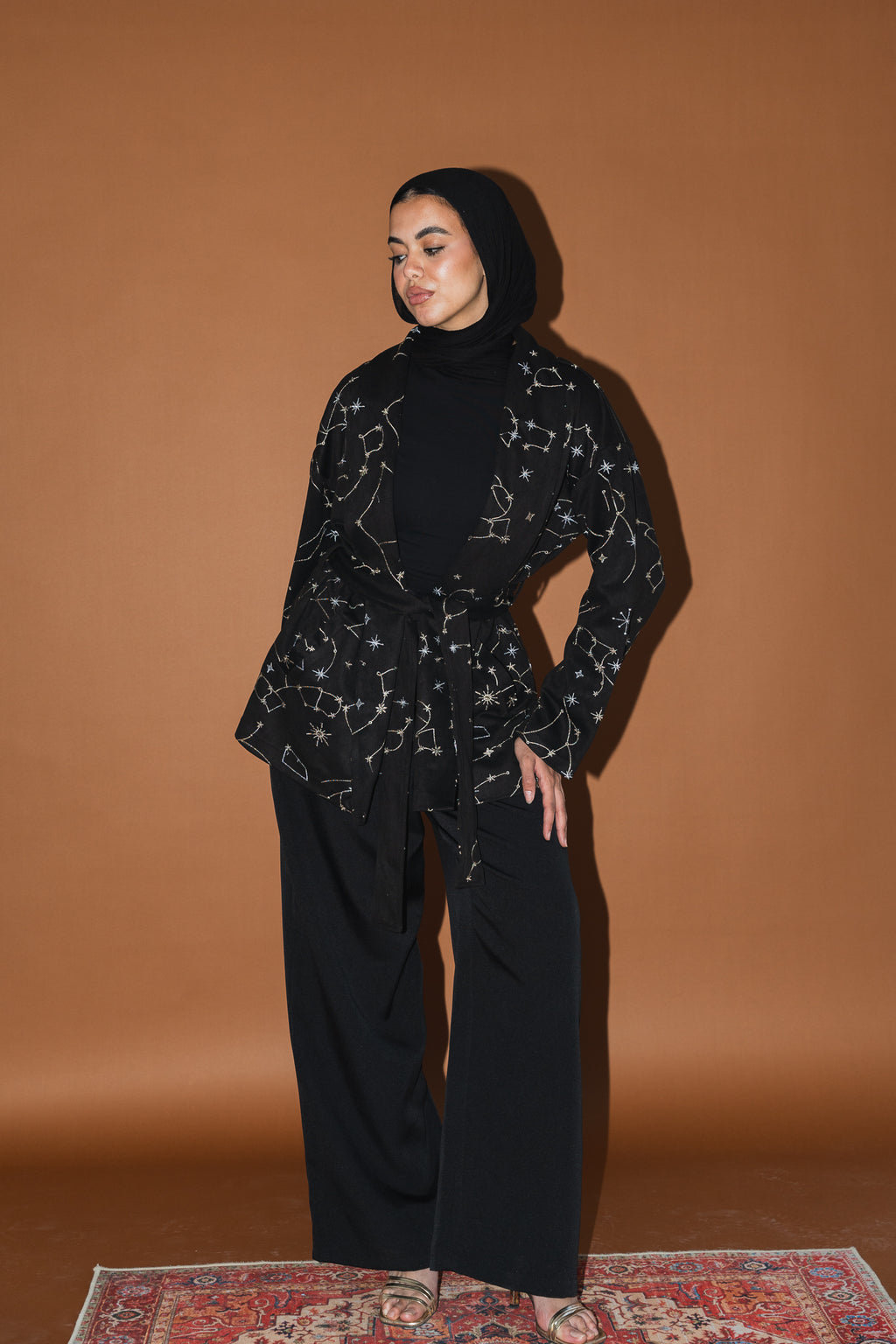 Celestial Embroidery Jacket in Black