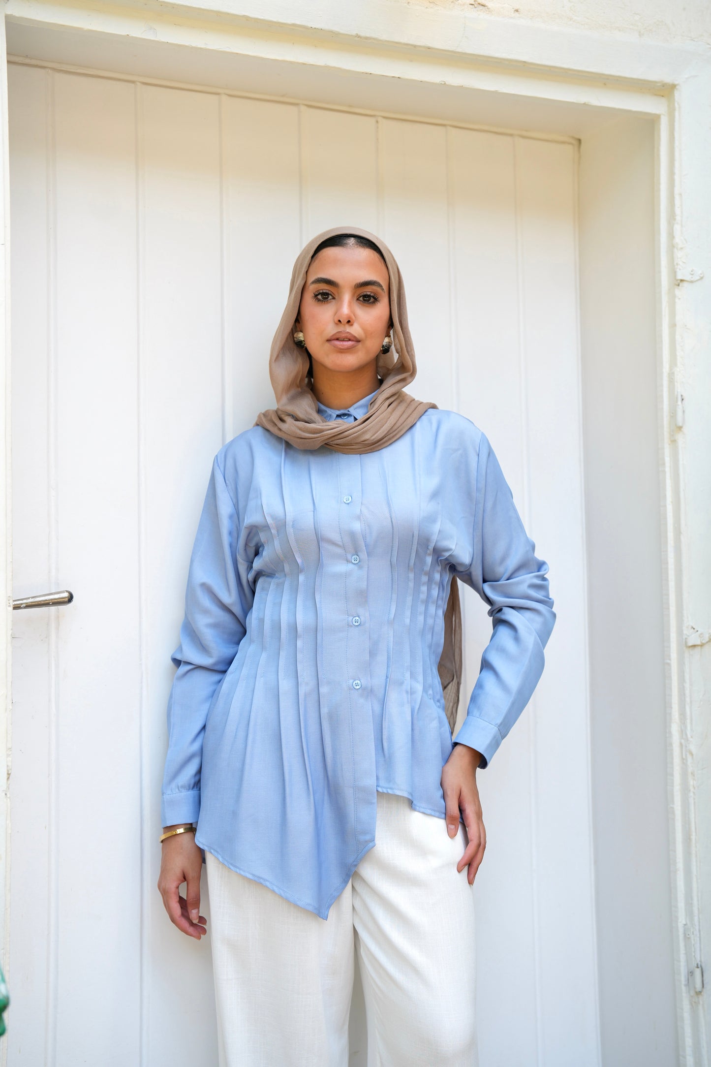Dreamy Folds Shirt in Sky Blue