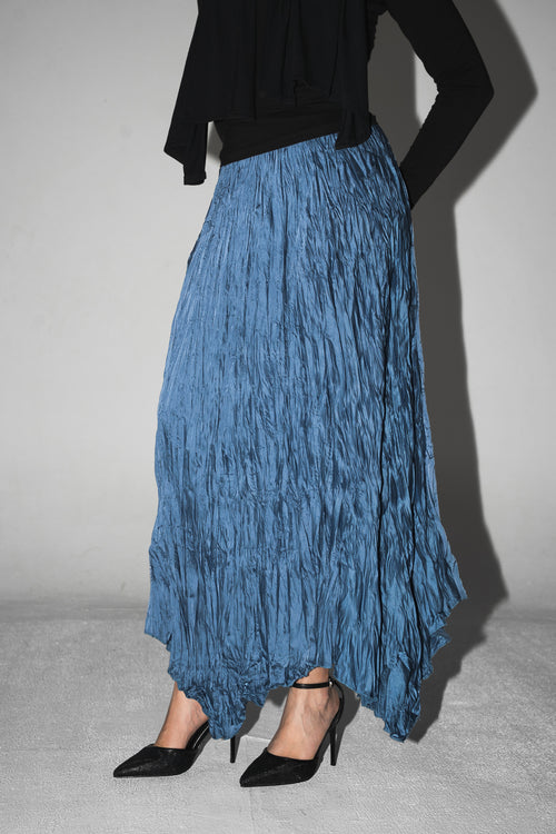 Anne Crushed skirt in Azure blue