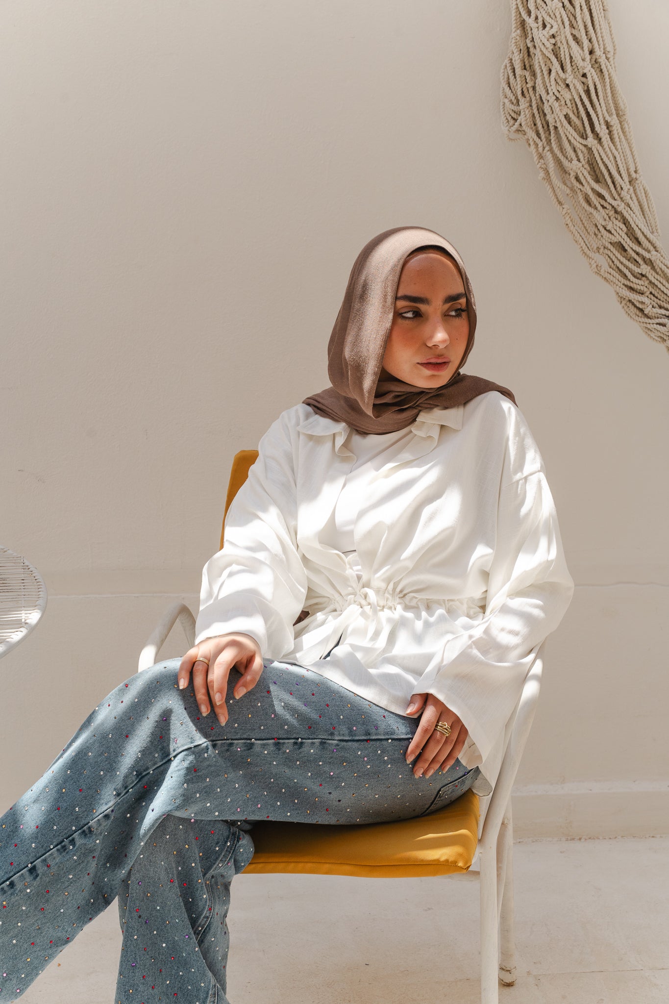 Slay You Girl Linen Top in White