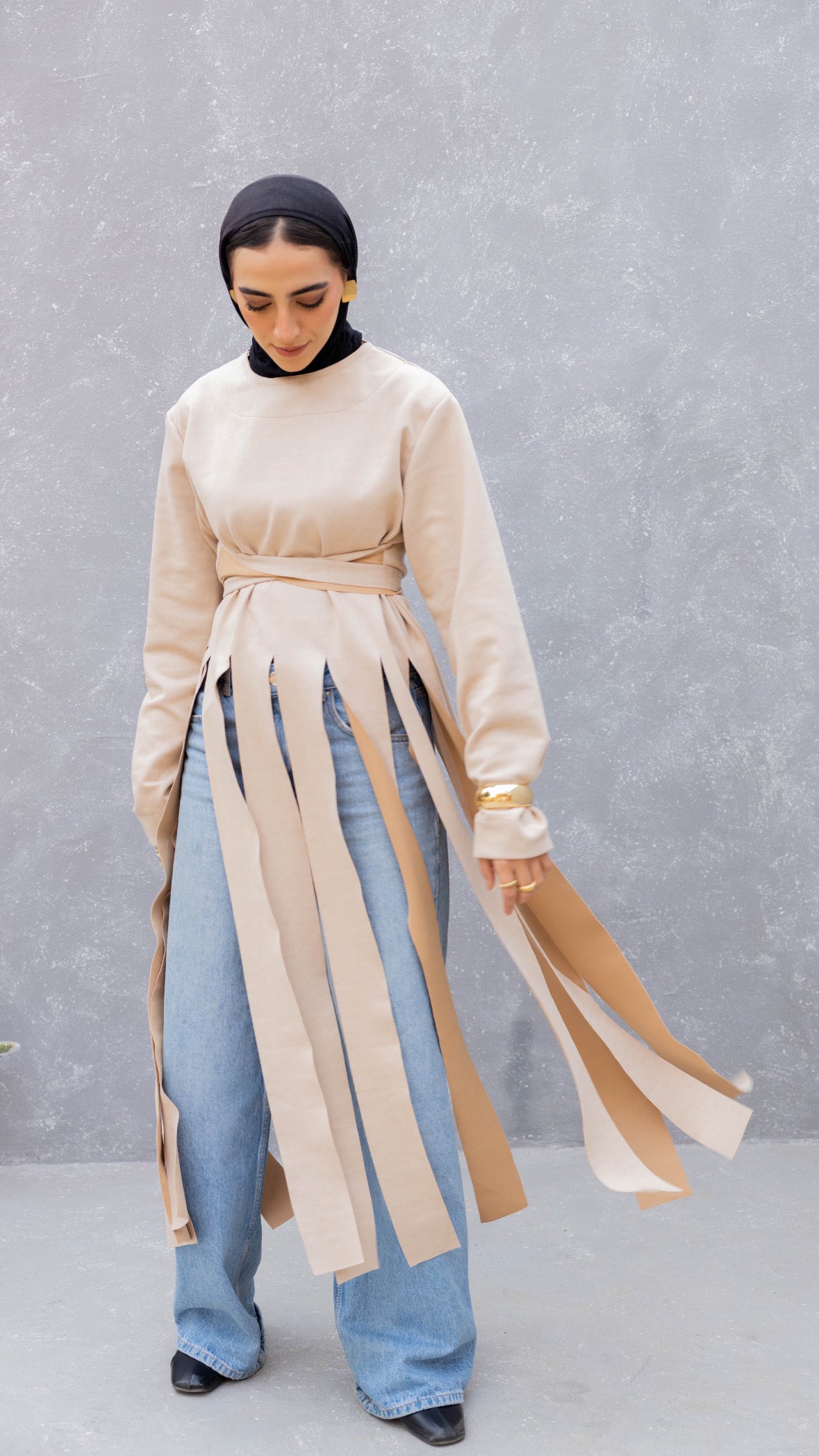 Fall in Fringes Top in Beige