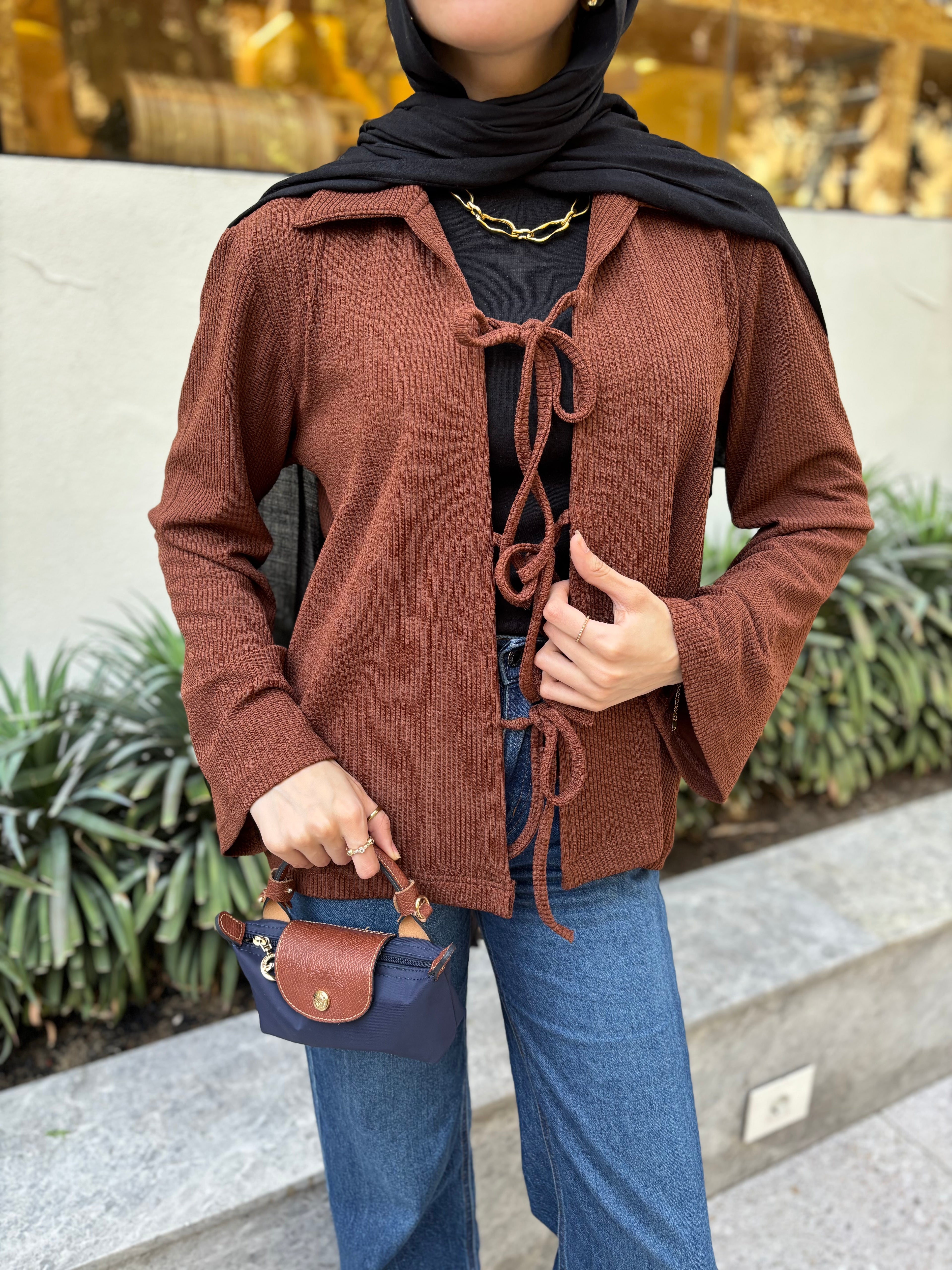 Tied to Go Top in Brick Brown