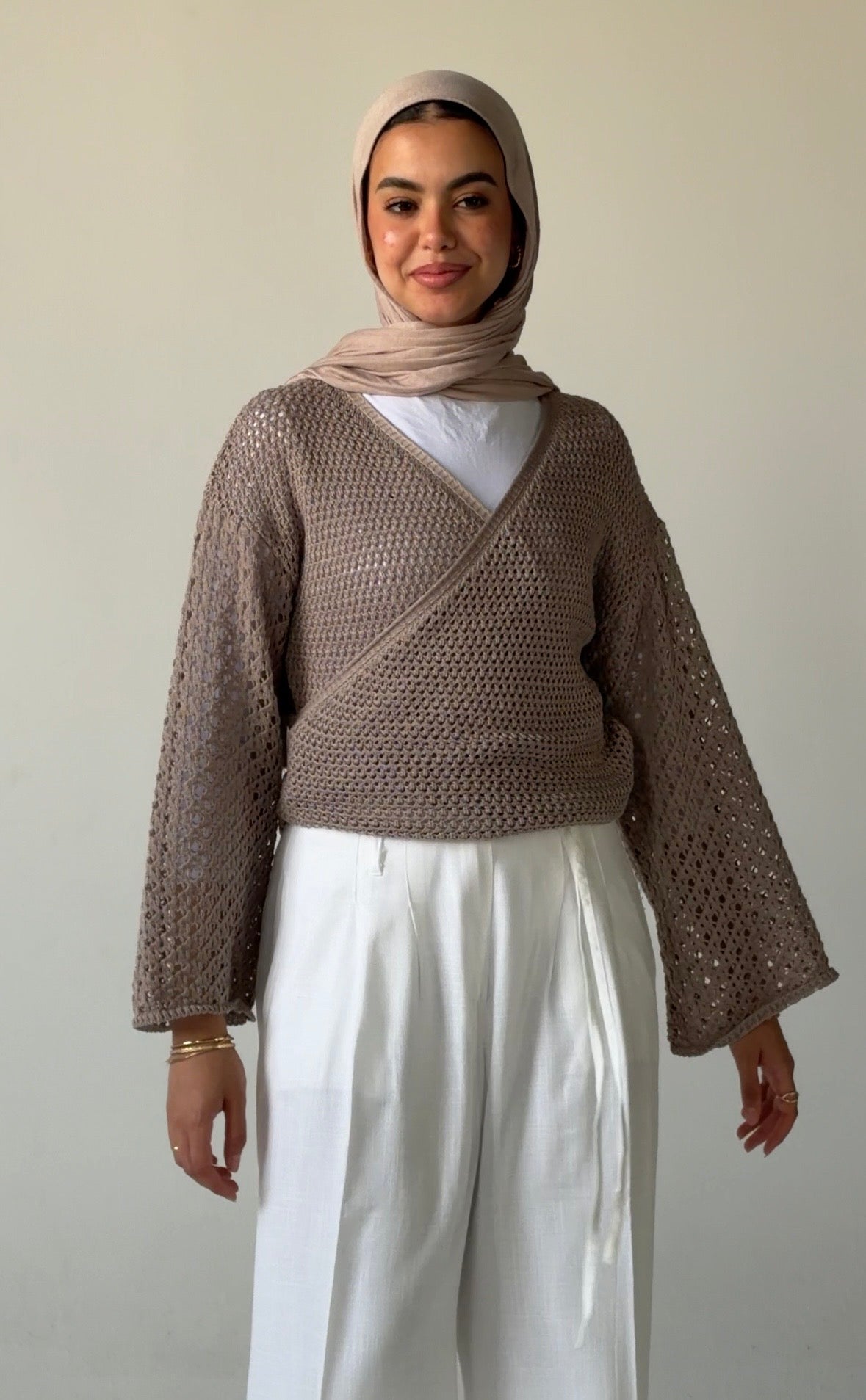 Seashell Wrap Top in Cafe