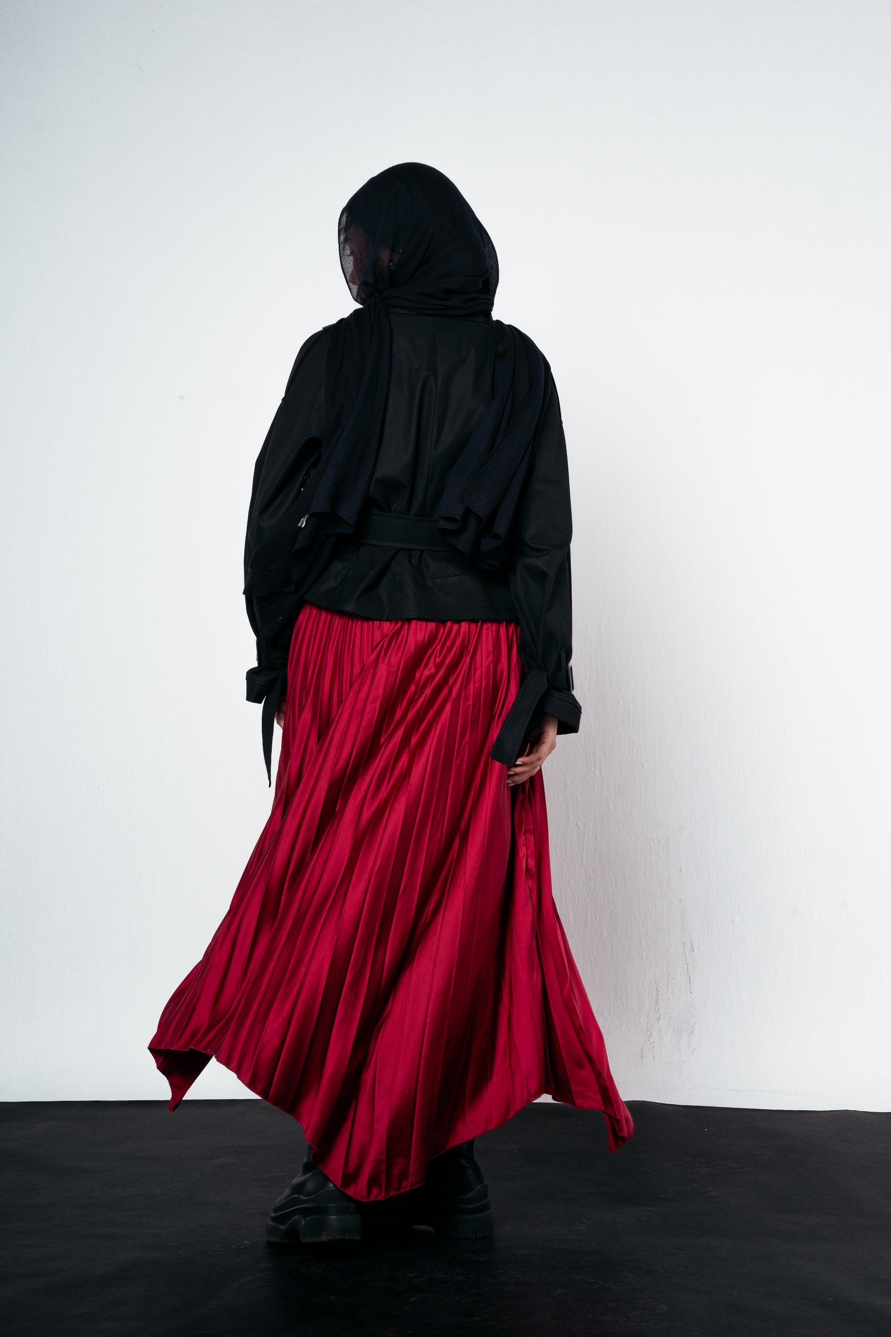 Ash Asymmetrical Skirt in Burgundy