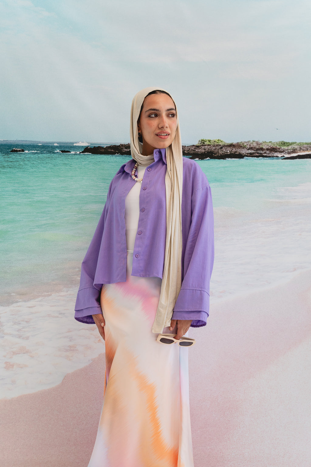 Pastel cloud cropped shirt in Lilac