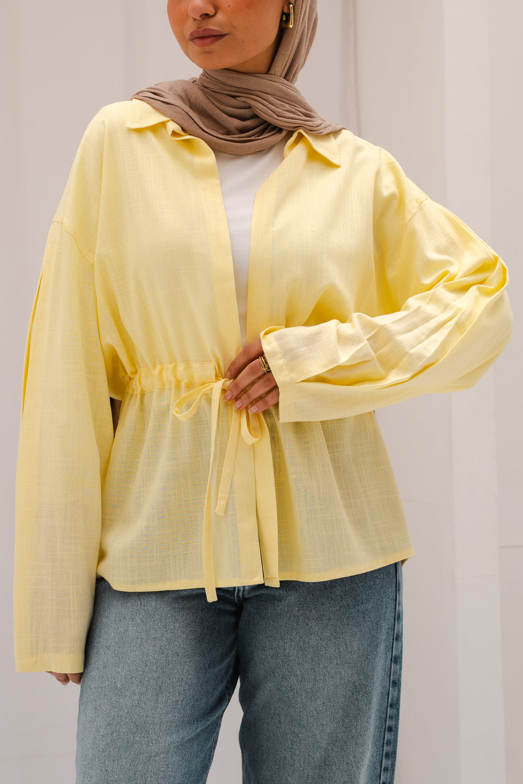 Slay You Girl Linen Top in Yellow