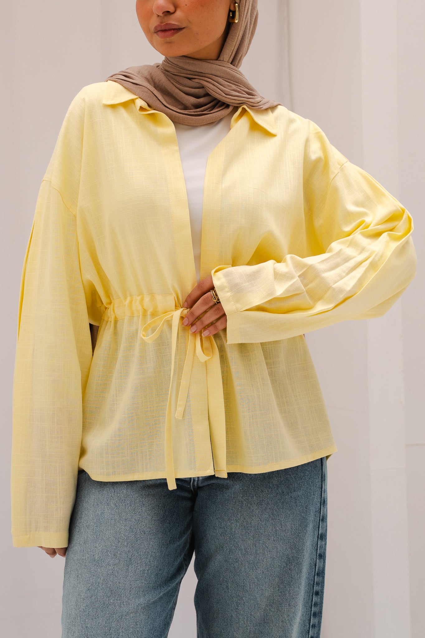 Slay You Girl Linen Top in Yellow