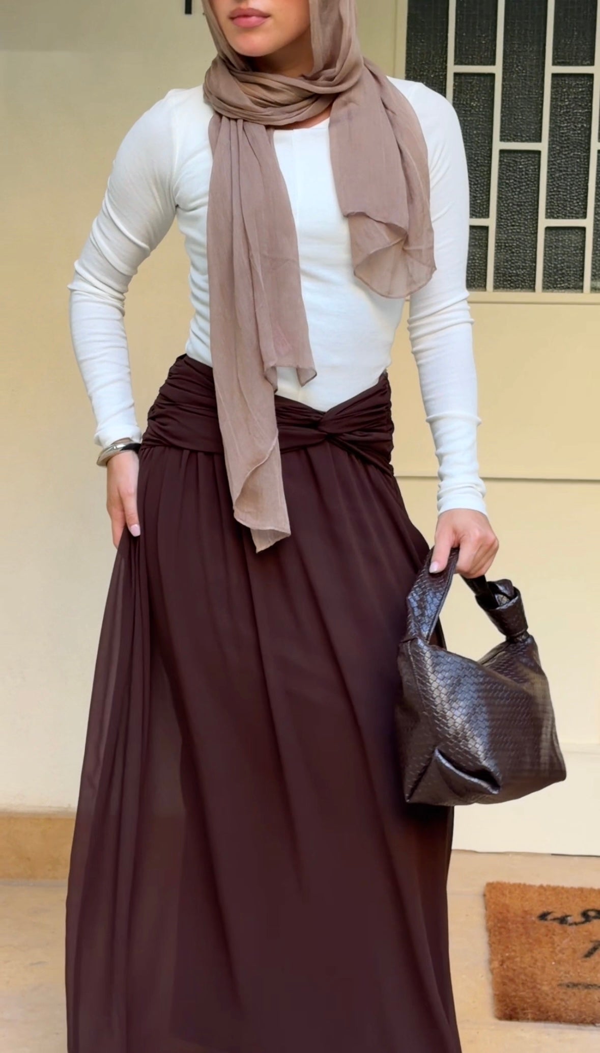 Ruby Twisted Skirt in Brown