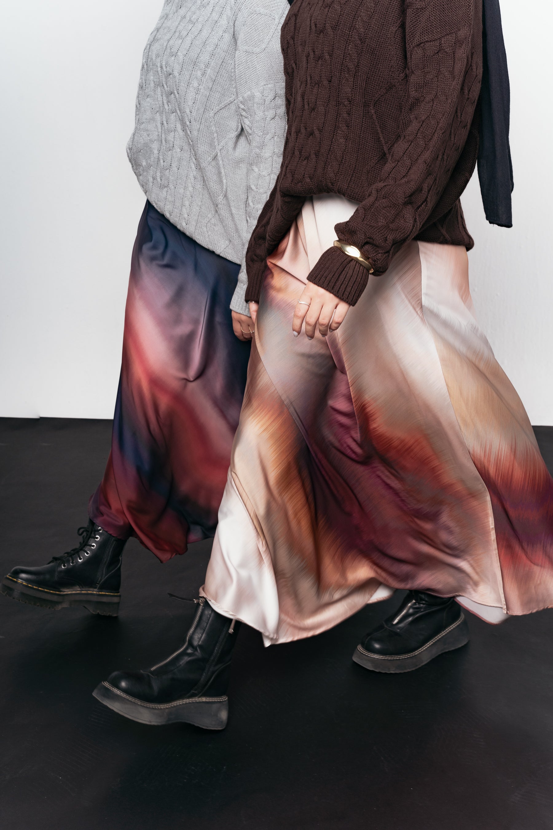 Crimson Smoke Satin Skirt